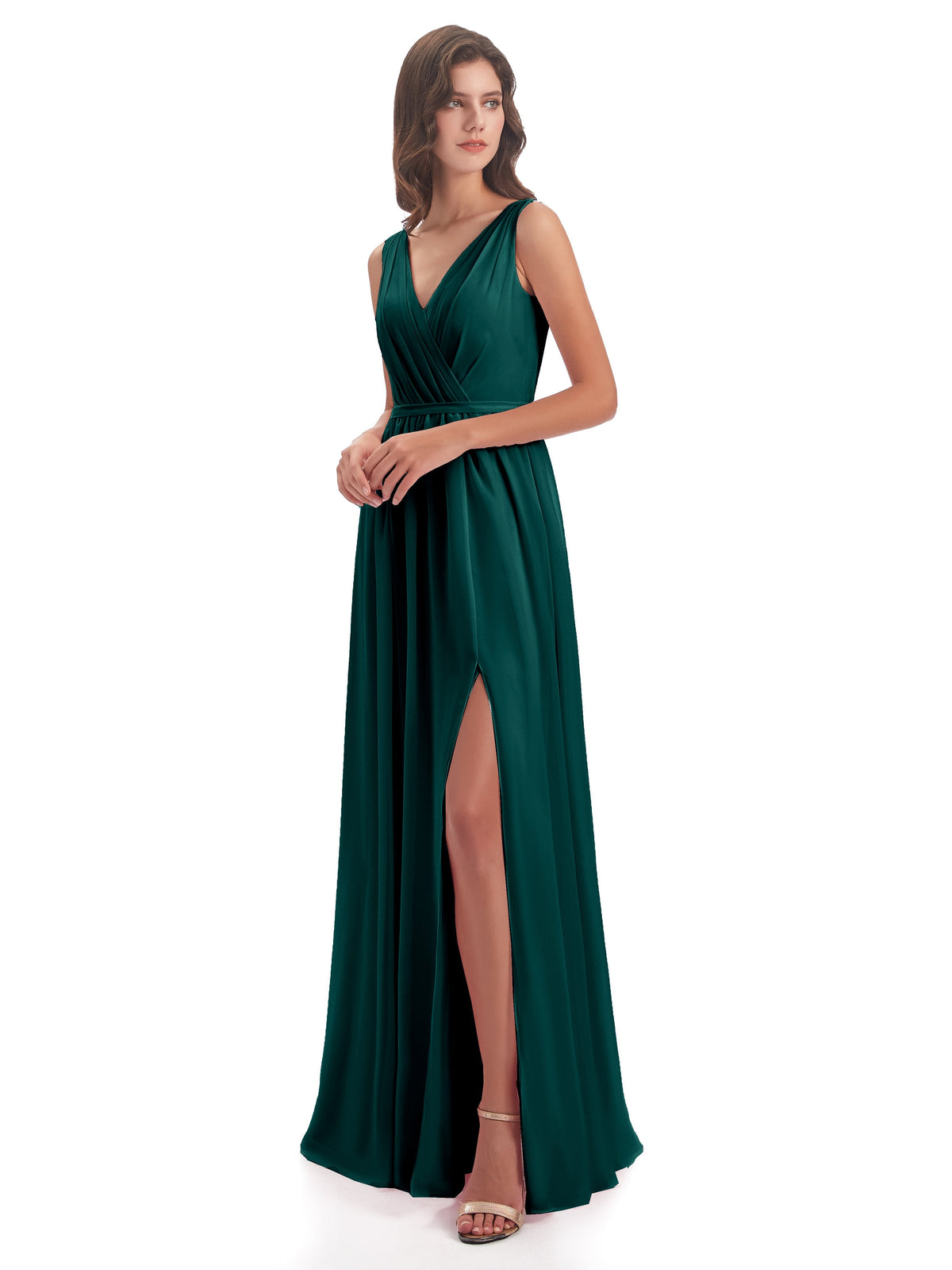 Sophia Sheath Floor Length V Neck Chiffon Bridesmaid Dresses