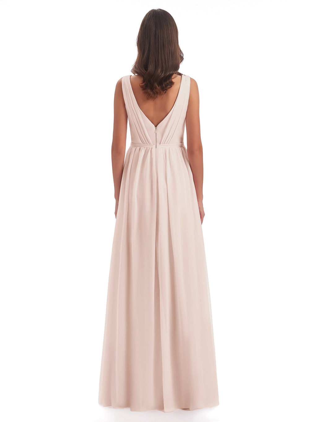 Sophia Sheath Floor Length V Neck Chiffon Bridesmaid Dresses