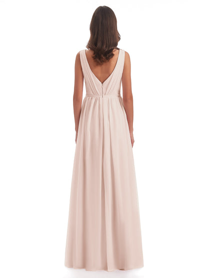 Sophia Sheath Floor Length V Neck Chiffon Bridesmaid Dresses