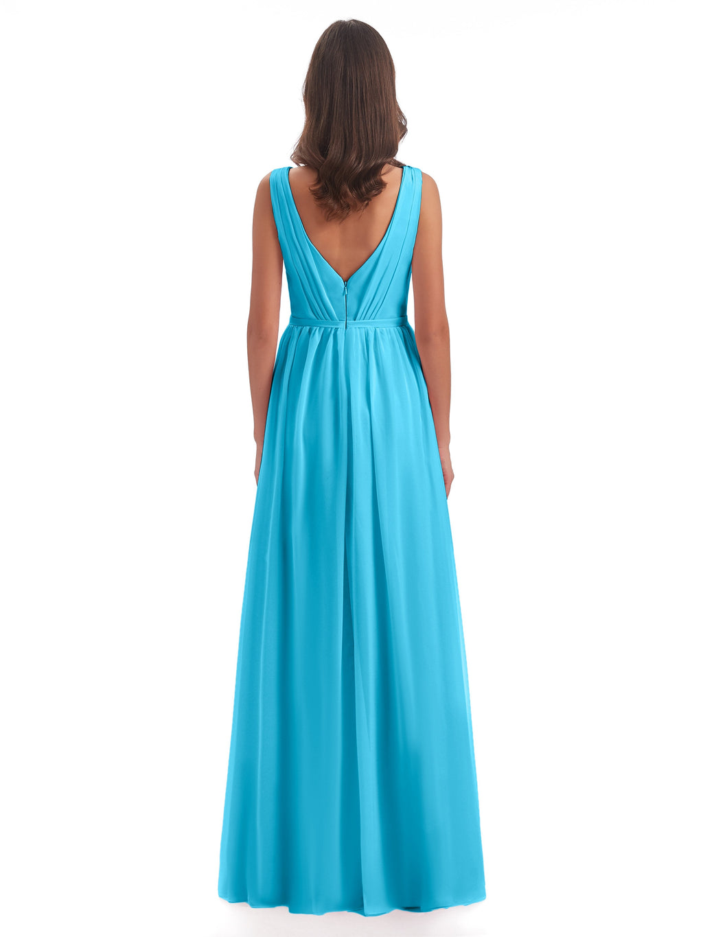 Sophia Sheath Floor Length V Neck Chiffon Bridesmaid Dresses