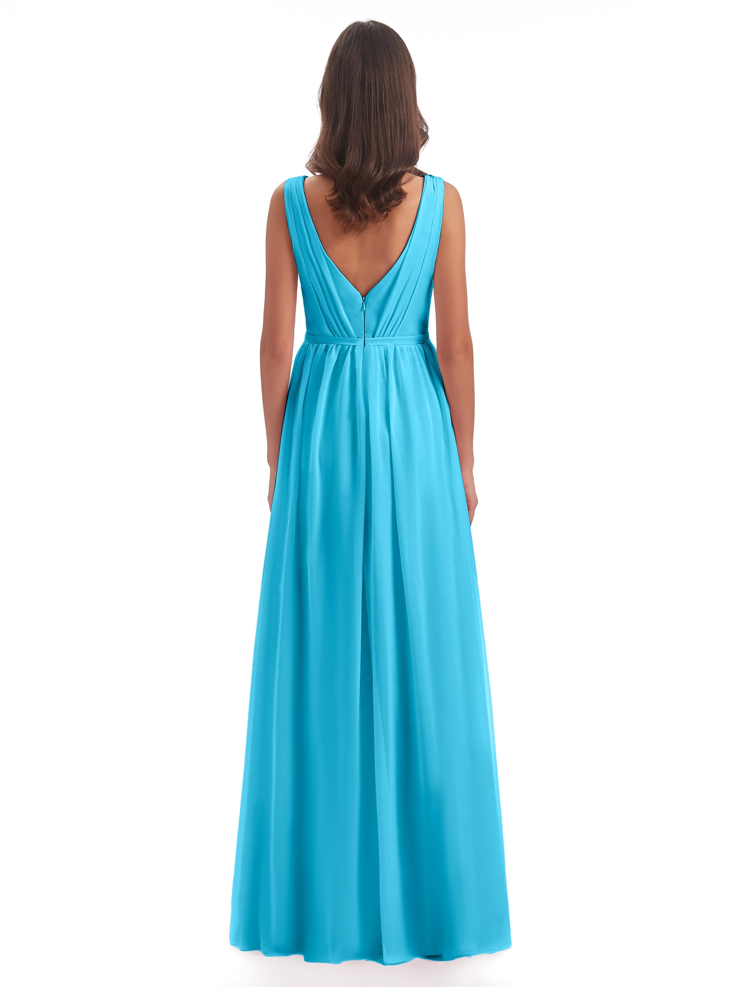 Sophia Sheath Floor Length V Neck Chiffon Bridesmaid Dresses