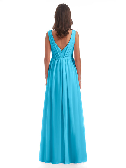 Sophia Sheath Floor Length V Neck Chiffon Bridesmaid Dresses