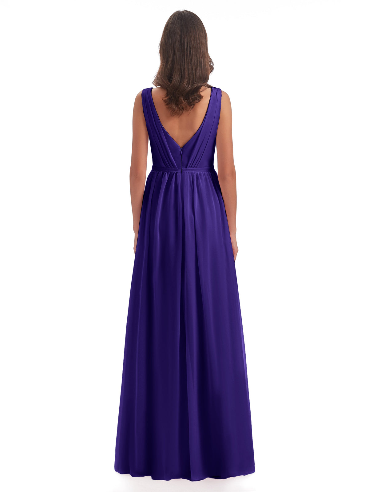 Sophia Sheath Floor Length V Neck Chiffon Bridesmaid Dresses