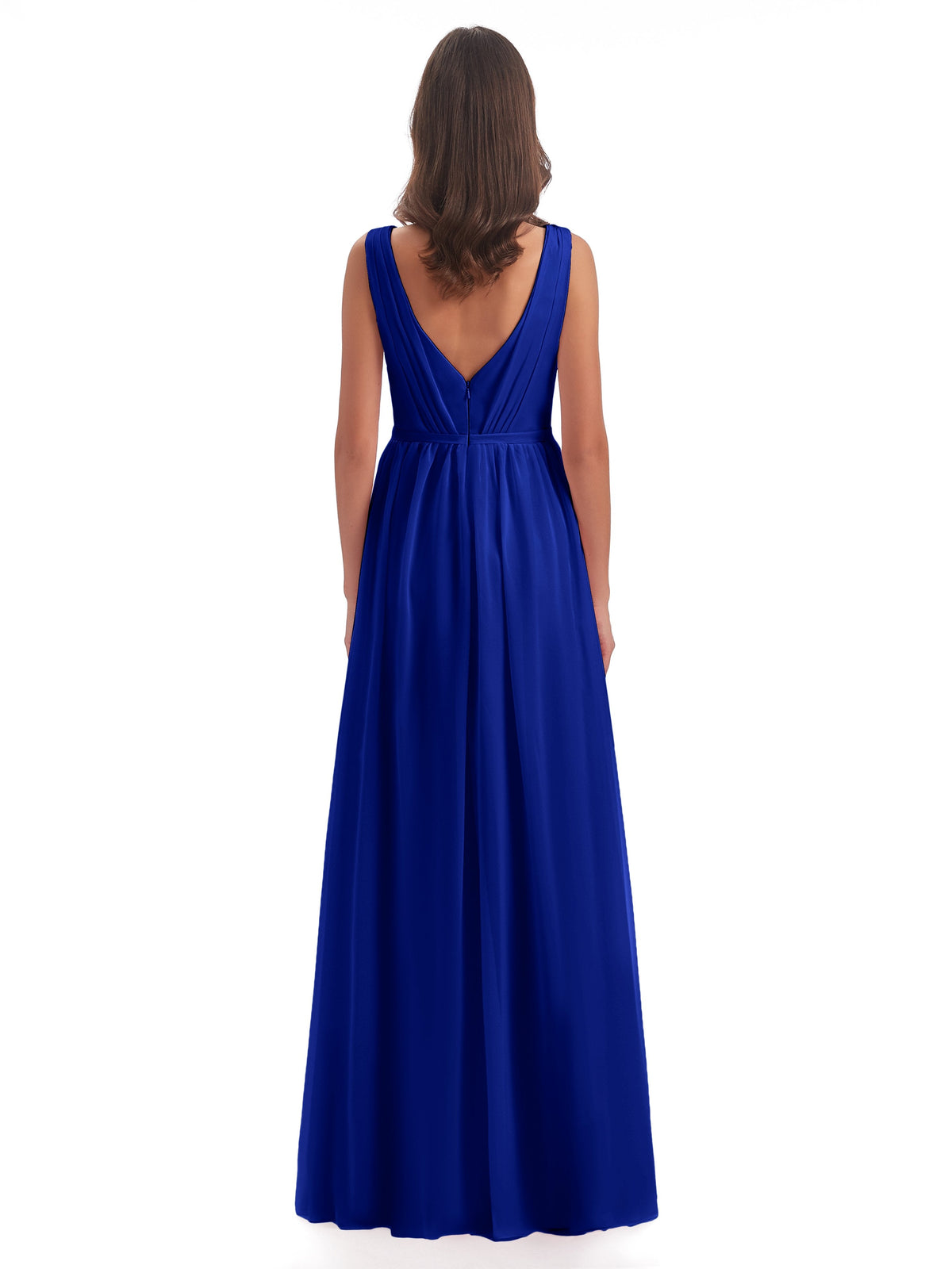 Sophia Sheath Floor Length V Neck Chiffon Bridesmaid Dresses
