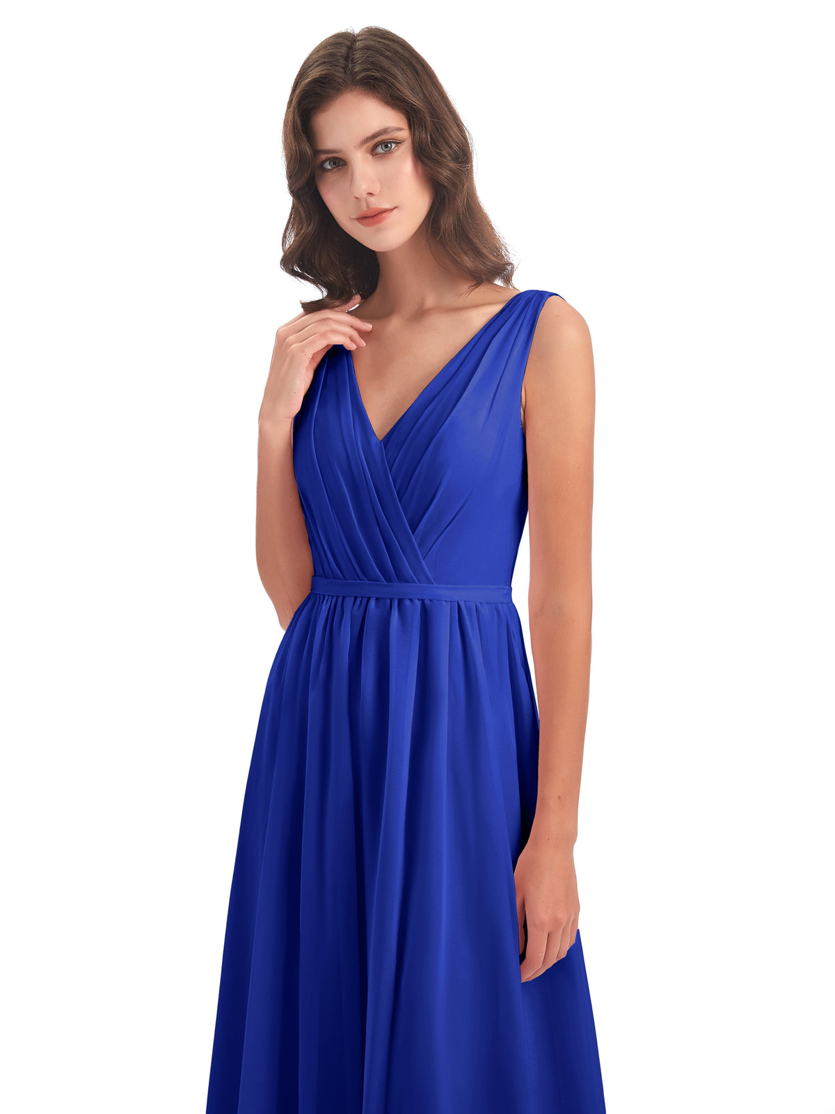 Sophia Sheath Floor Length V Neck Chiffon Bridesmaid Dresses