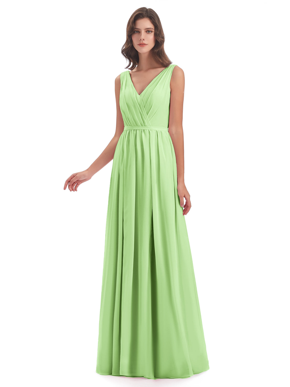 Sophia Sheath Floor Length V Neck Chiffon Bridesmaid Dresses