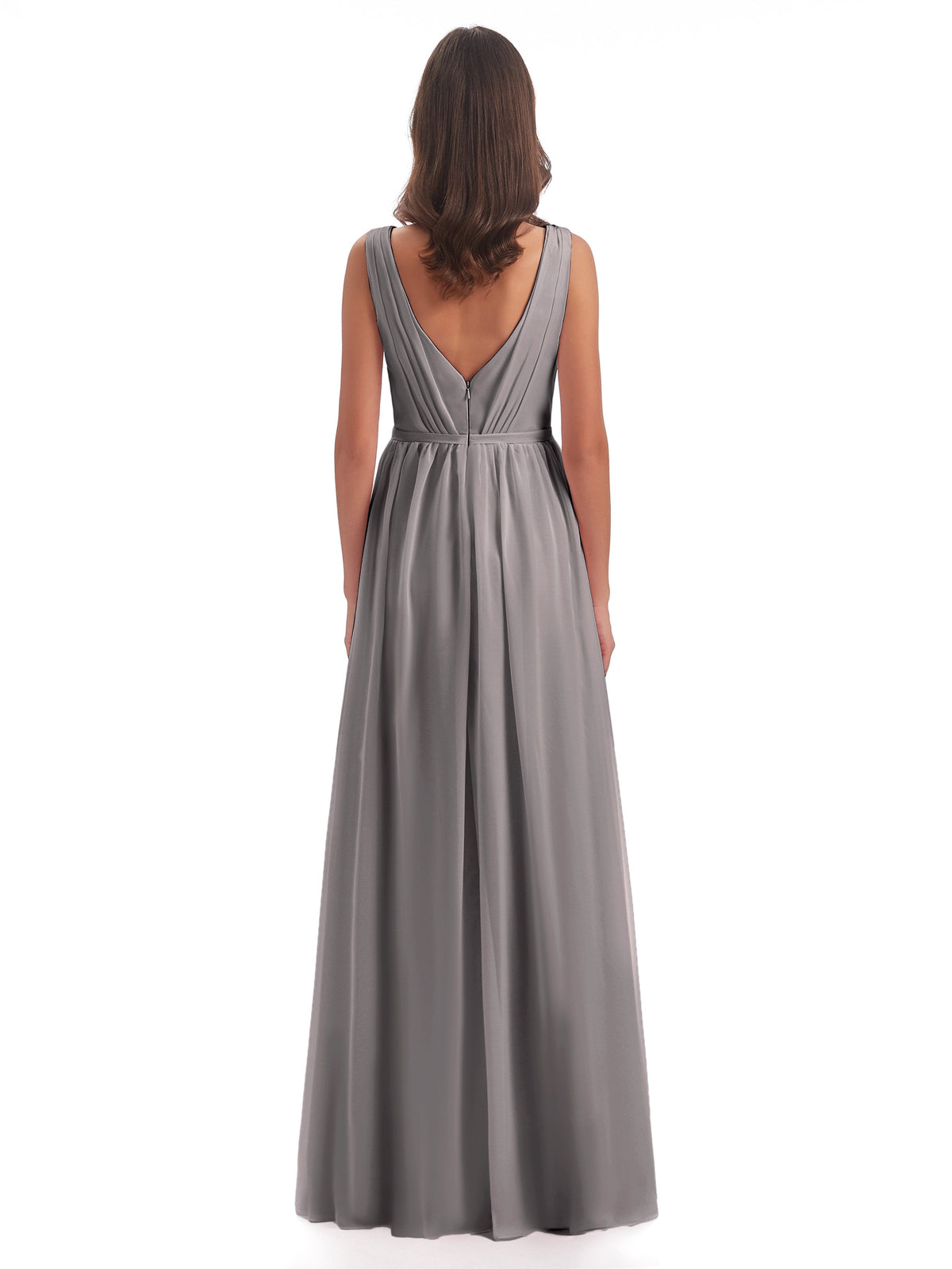 Sophia Sheath Floor Length V Neck Chiffon Bridesmaid Dresses