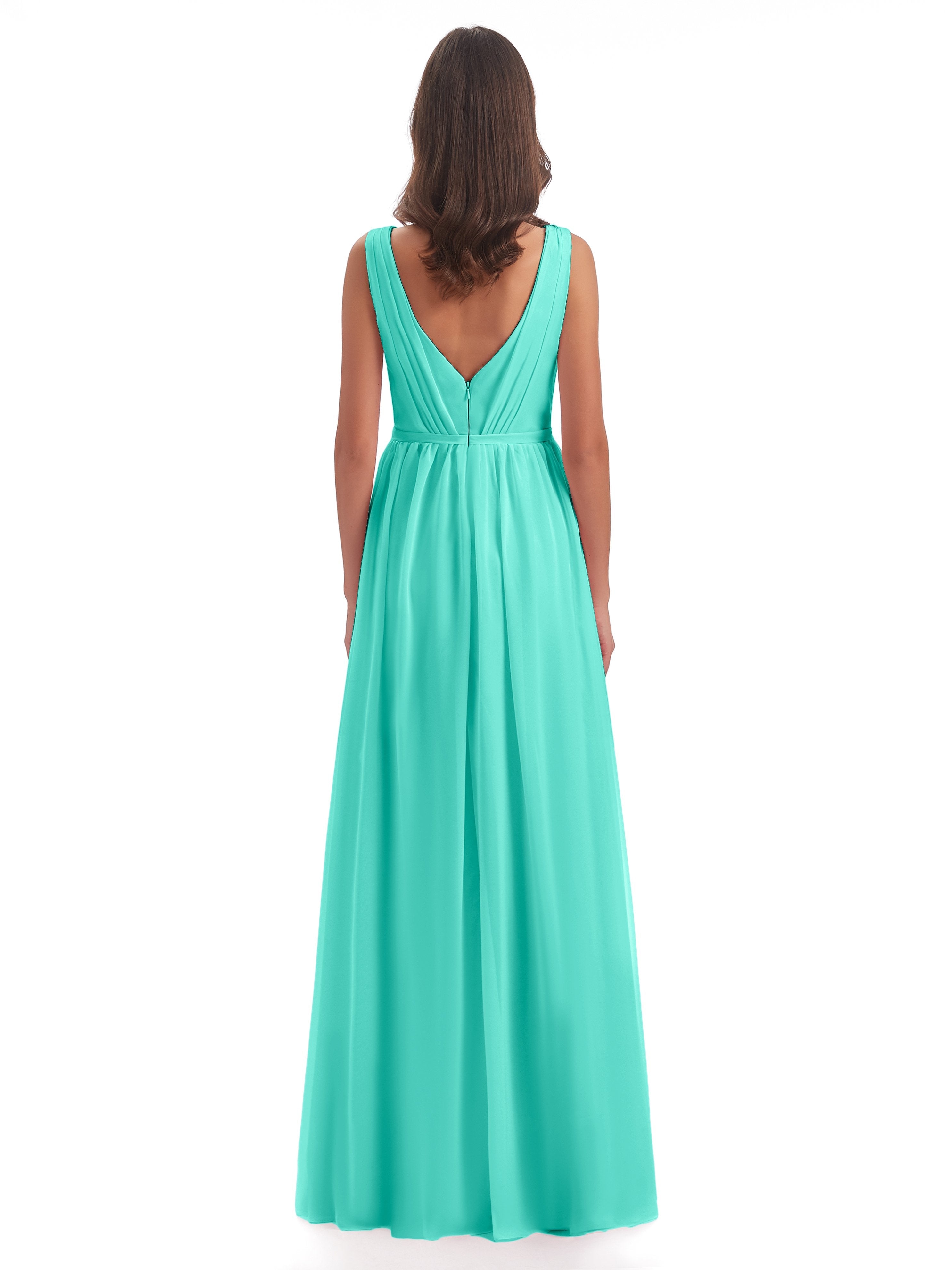 Sophia Sheath Floor Length V Neck Chiffon Bridesmaid Dresses
