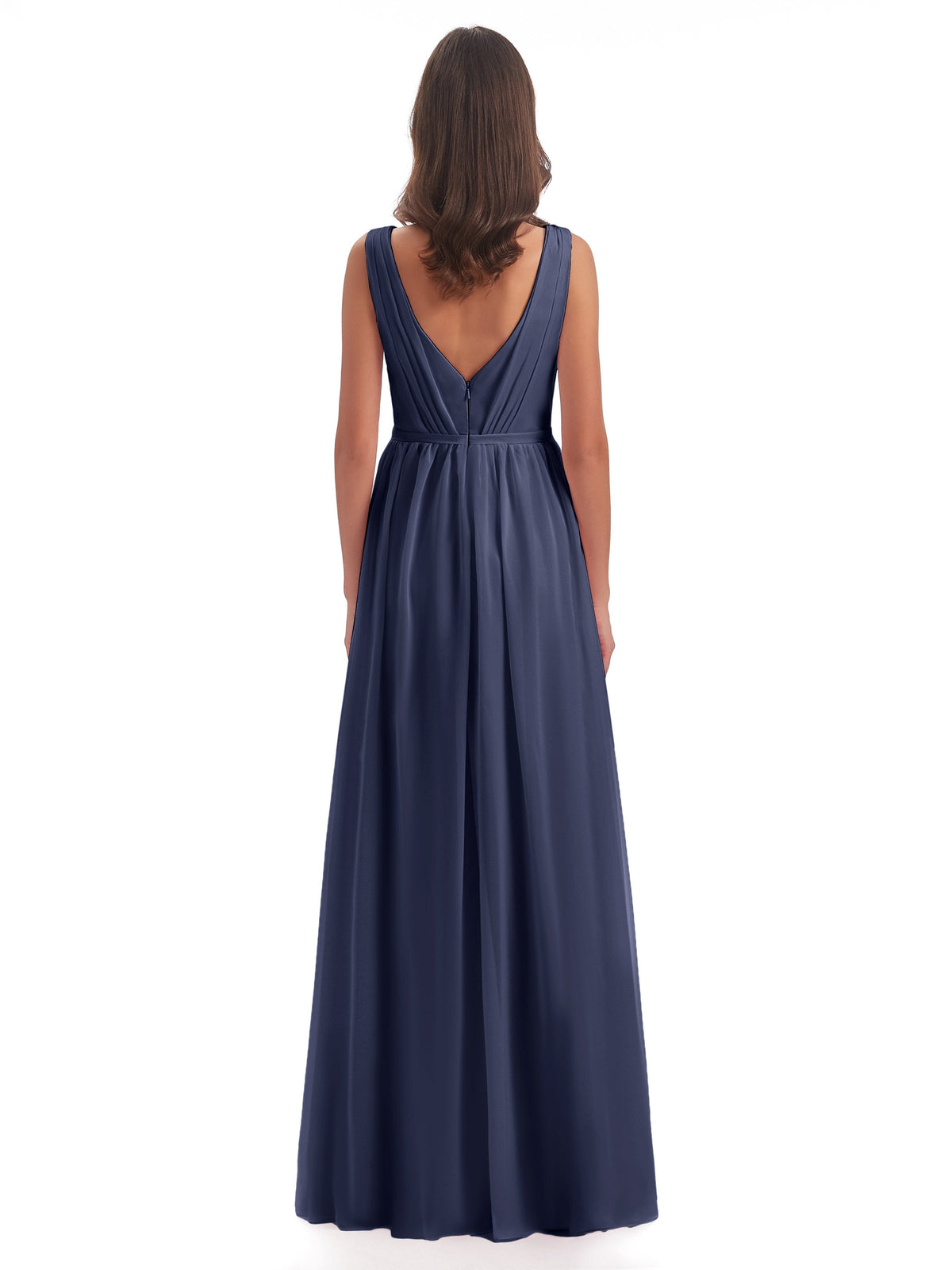 Sophia Sheath Floor Length V Neck Chiffon Bridesmaid Dresses