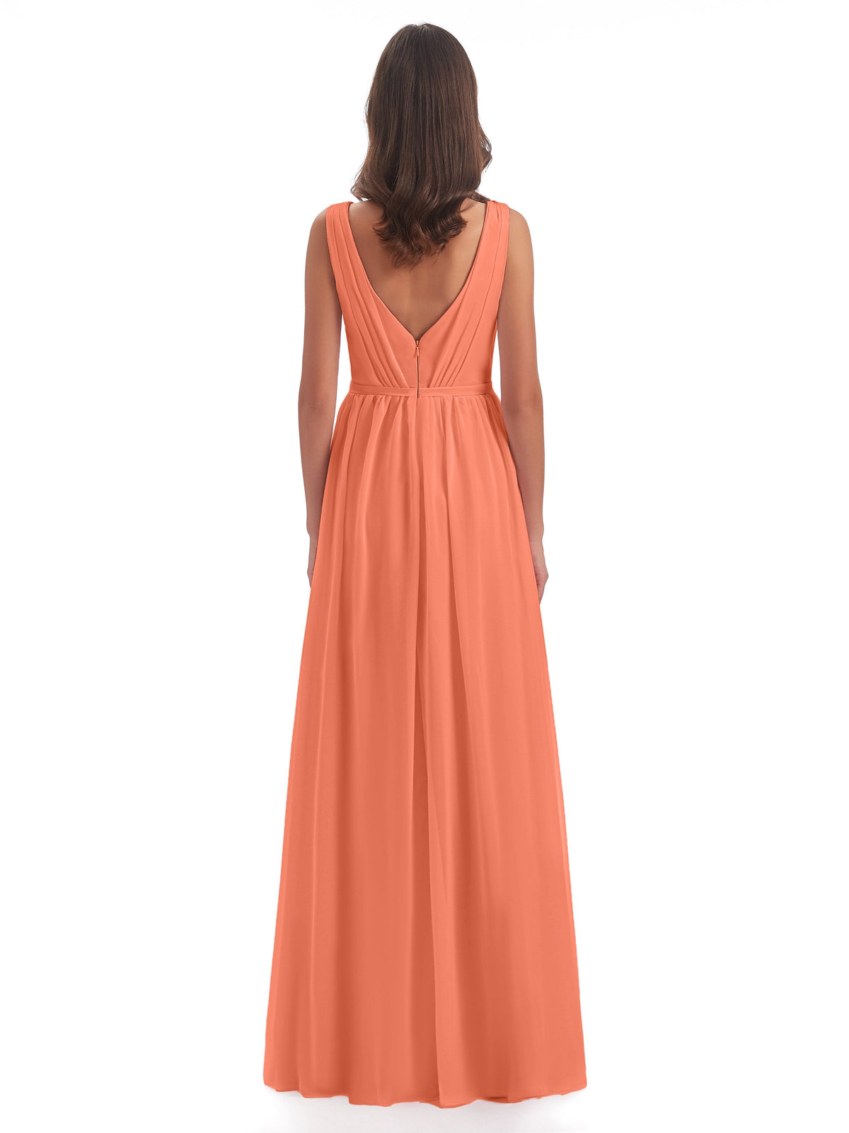 Sophia Sheath Floor Length V Neck Chiffon Bridesmaid Dresses