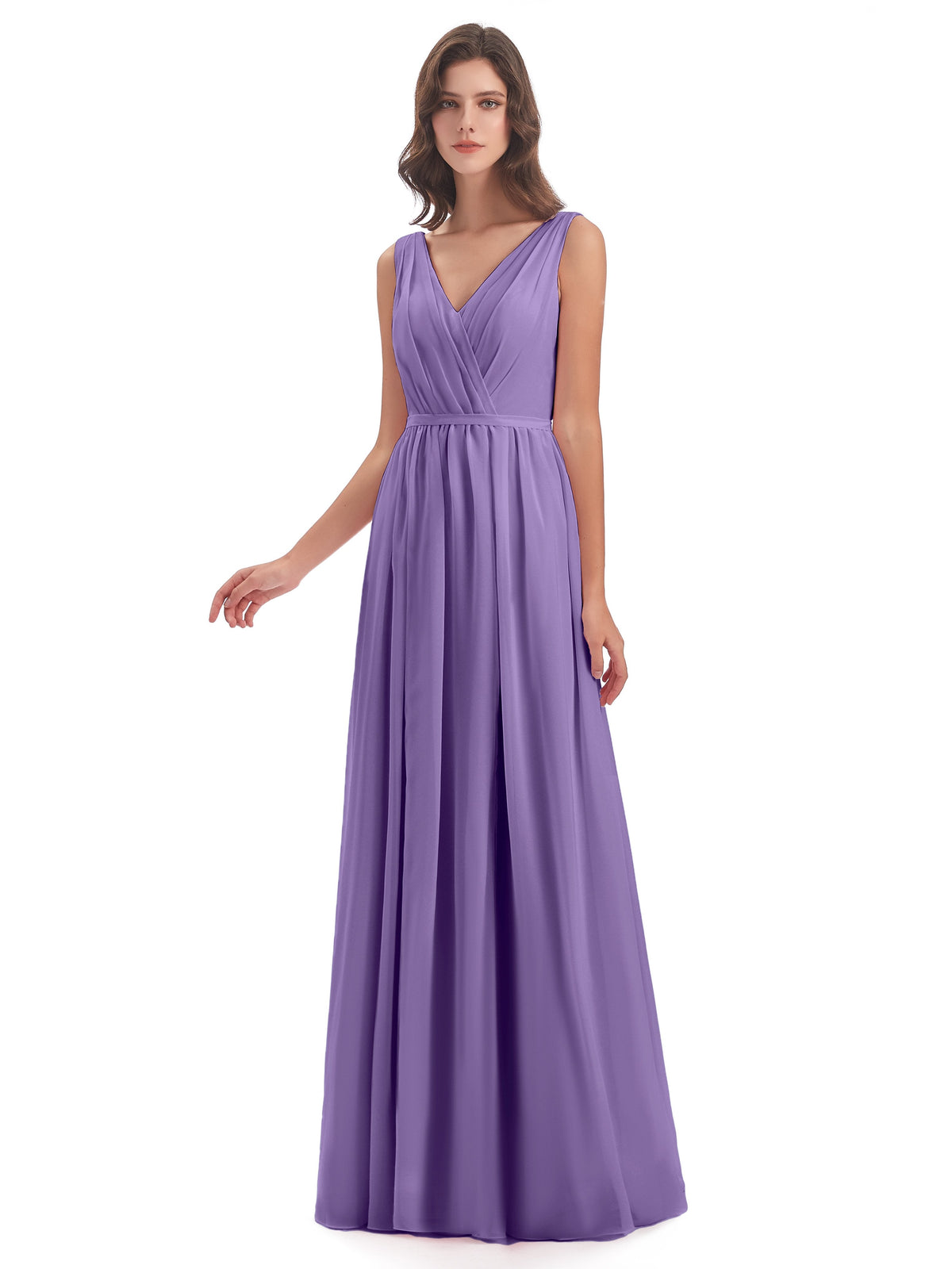 Sophia Sheath Floor Length V Neck Chiffon Bridesmaid Dresses
