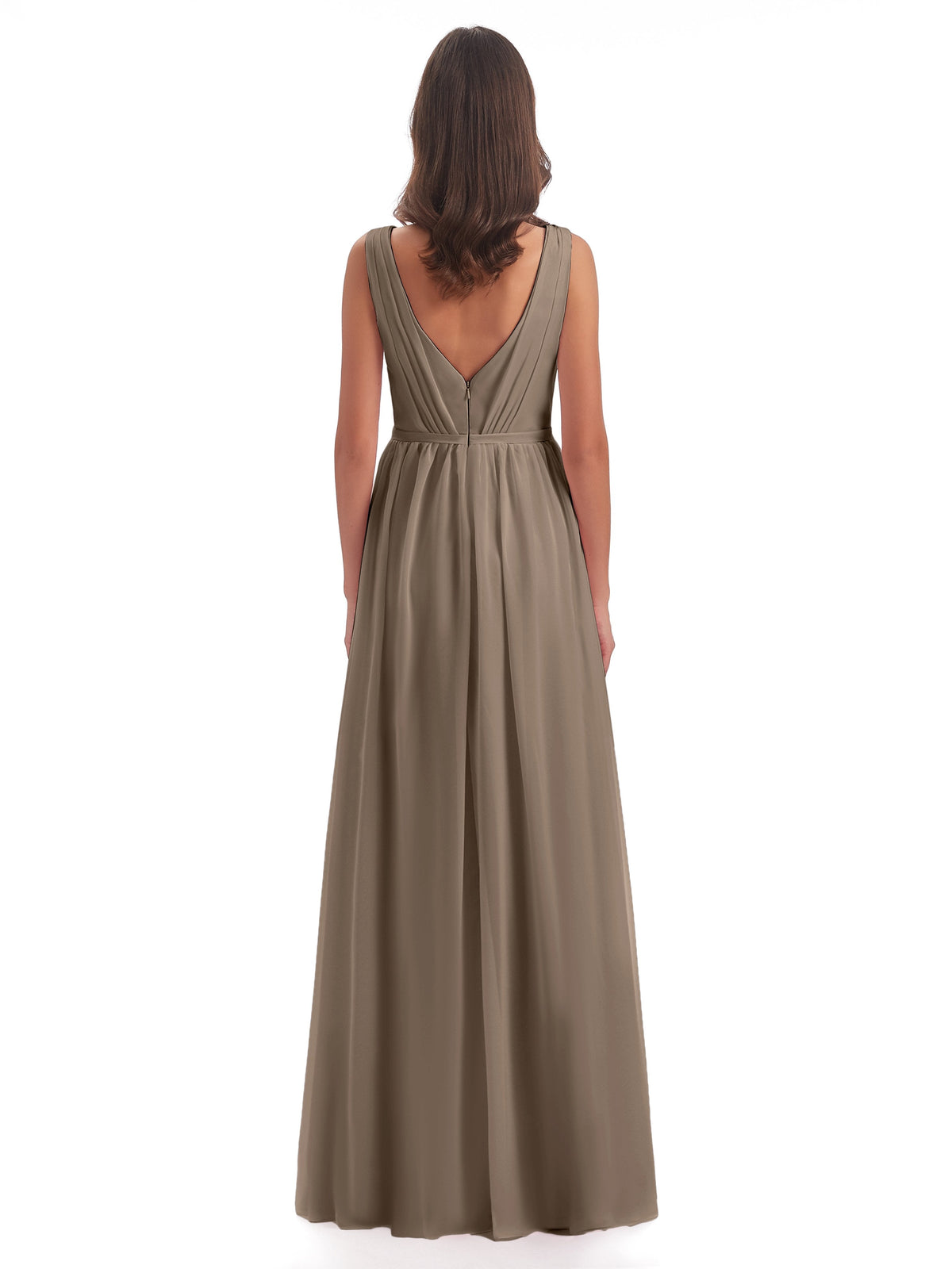 Sophia Sheath Floor Length V Neck Chiffon Bridesmaid Dresses