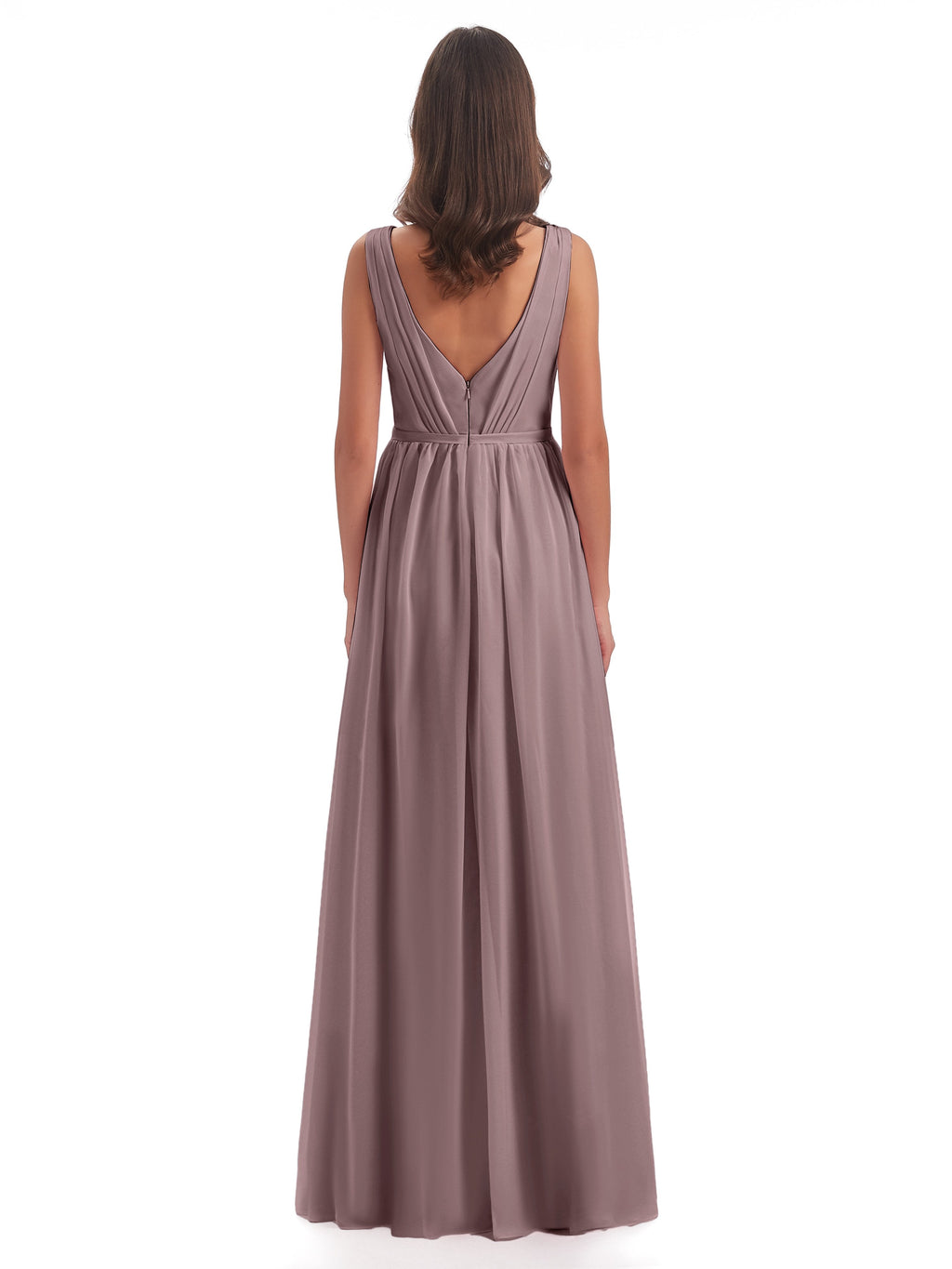 Sophia Sheath Floor Length V Neck Chiffon Bridesmaid Dresses