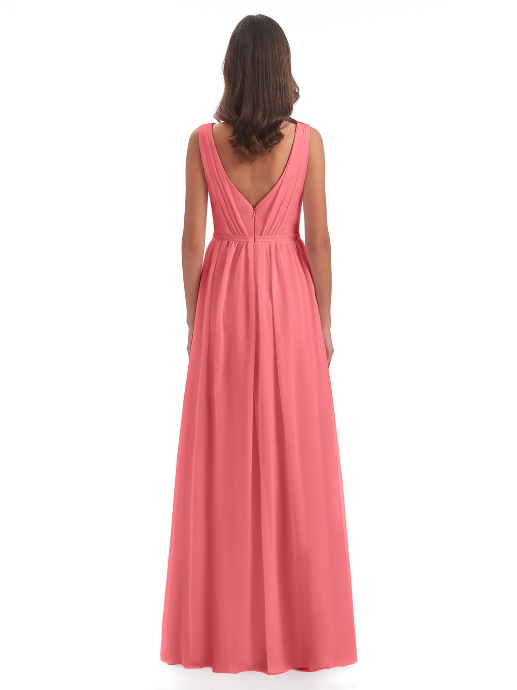 Sophia Sheath Floor Length V Neck Chiffon Bridesmaid Dresses