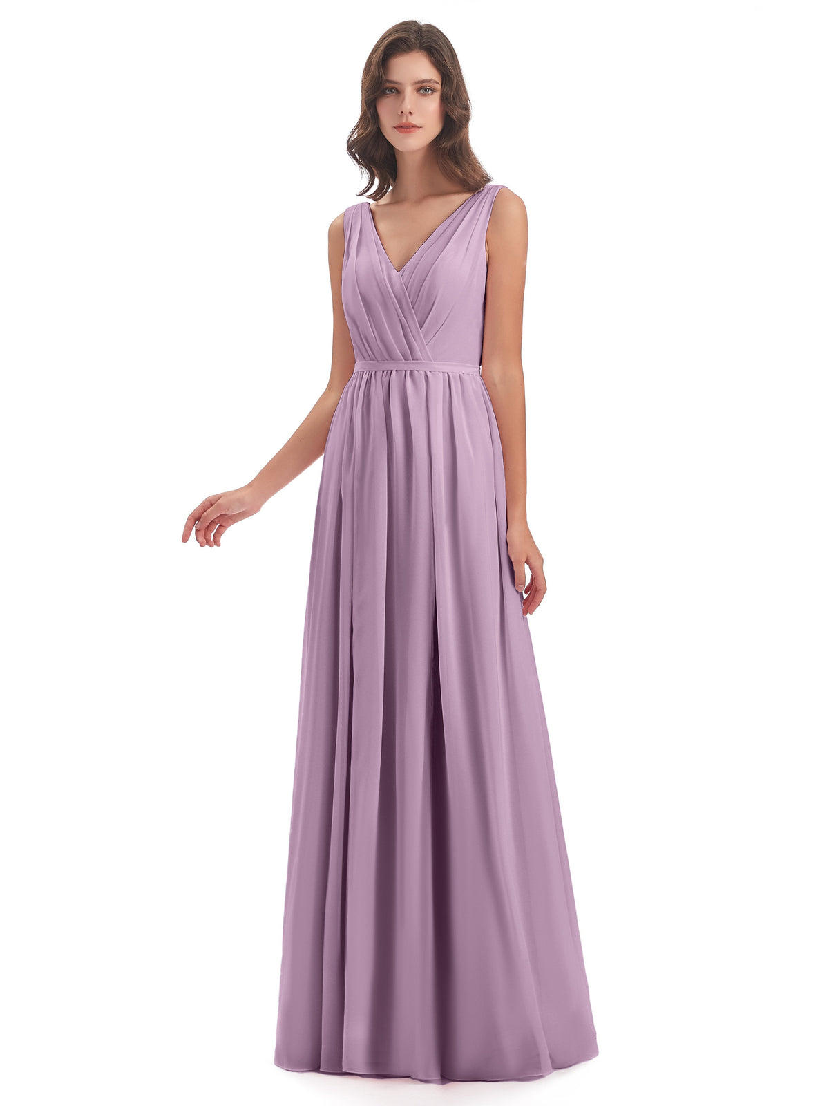 Sophia Sheath Floor Length V Neck Chiffon Bridesmaid Dresses