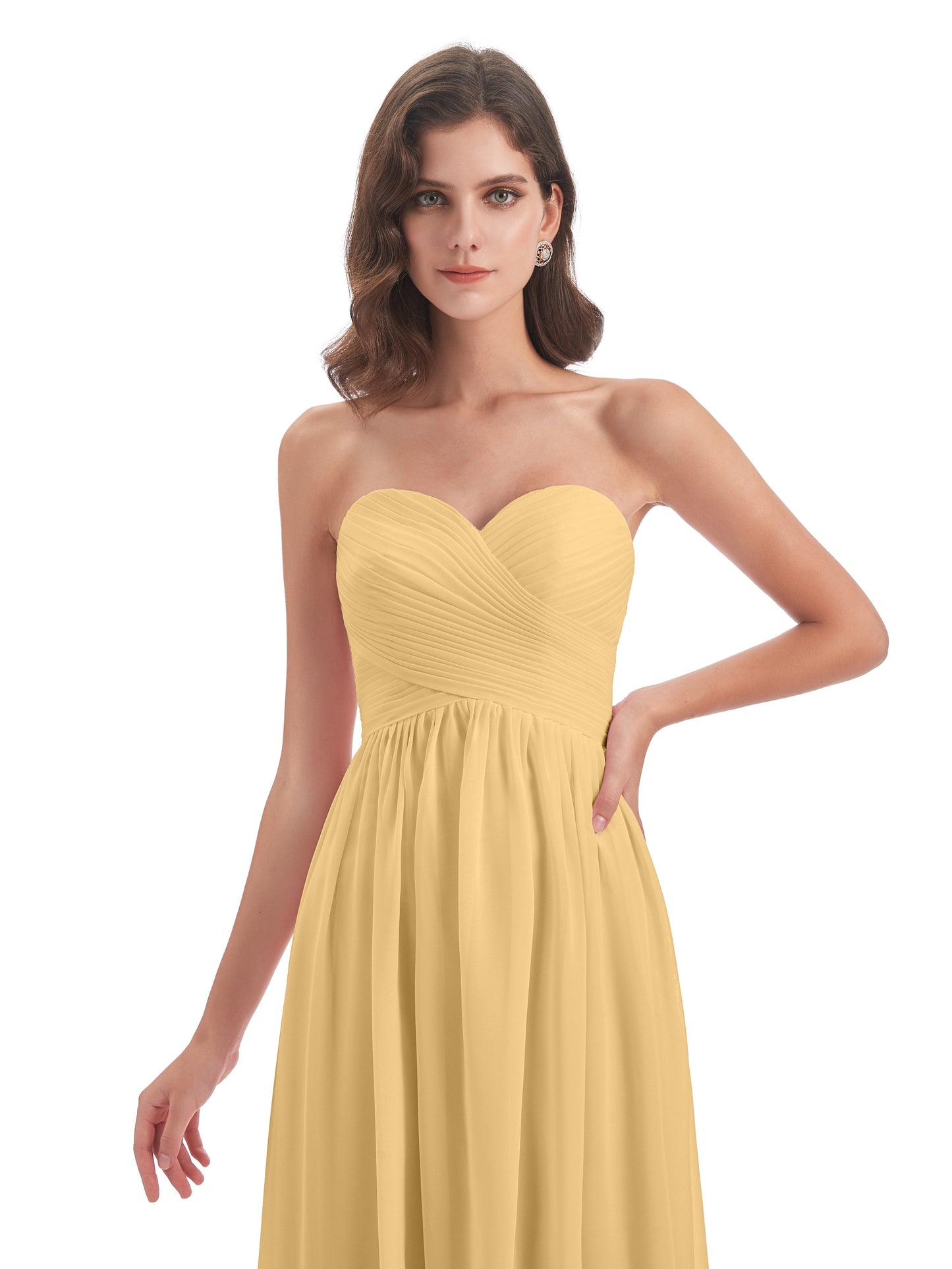 Sunny Floor Length Sweetheart Chiffon Bridesmaid Dresses