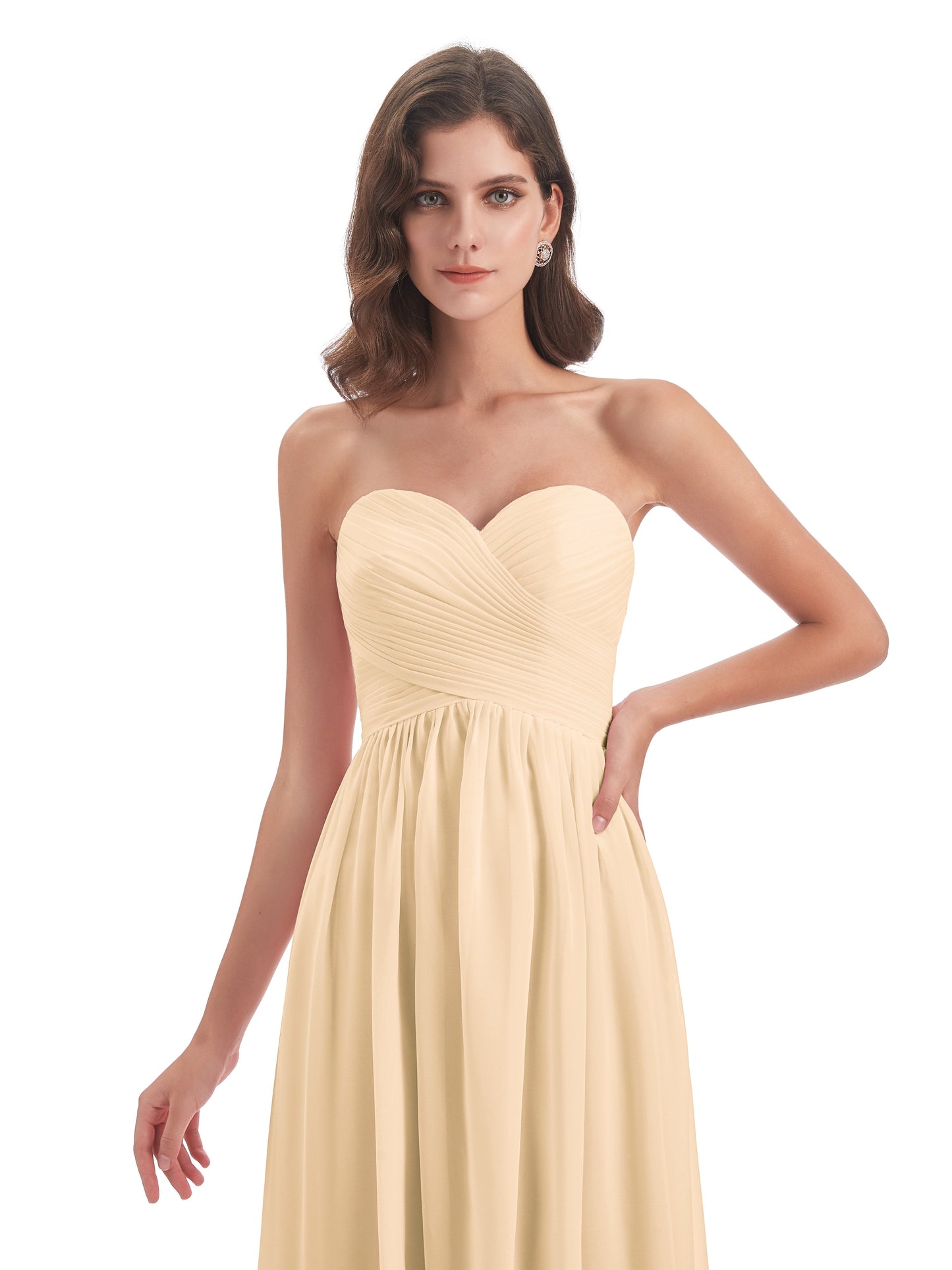 Sunny Floor Length Sweetheart Chiffon Bridesmaid Dresses