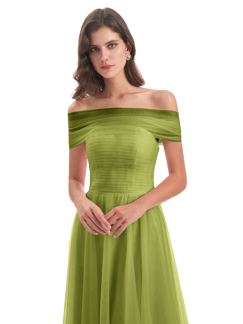 Sylvie Off The Shoulder Open Back Tulle Long Bridesmaid Dresses