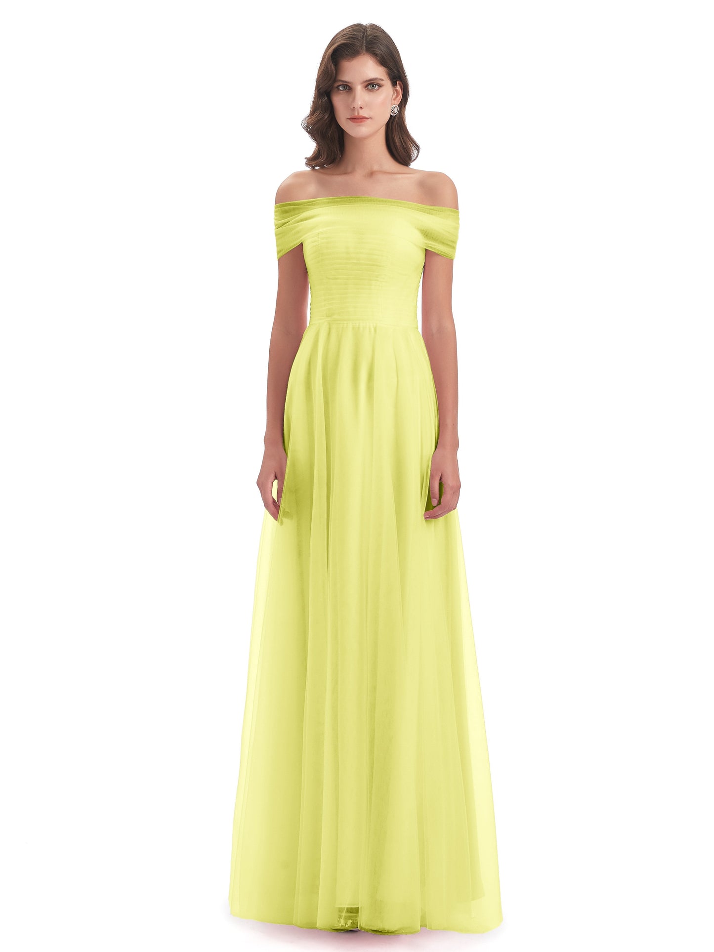 Sylvie Off The Shoulder Open Back Tulle Long Bridesmaid Dresses