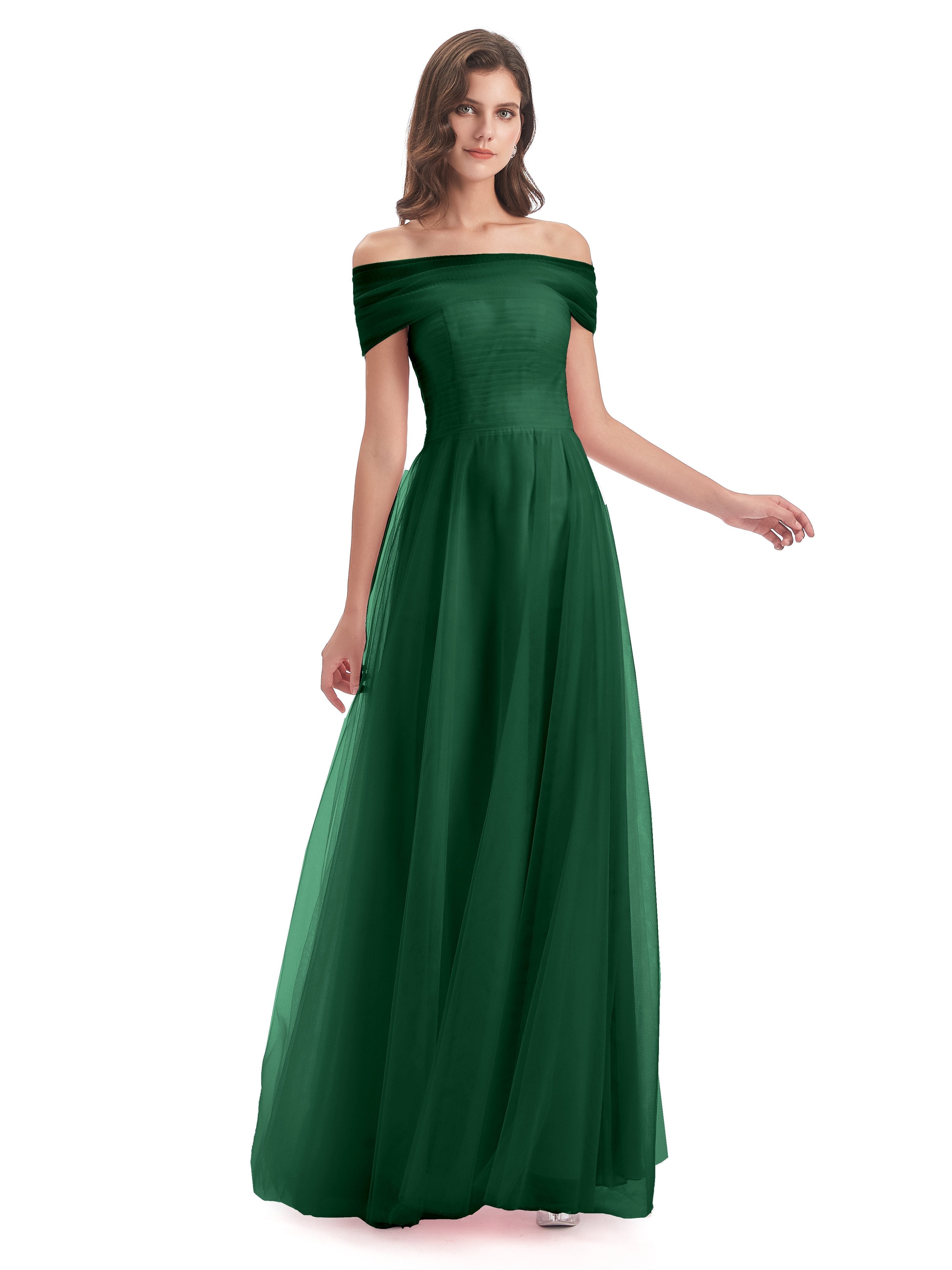 Sylvie Off The Shoulder Open Back Tulle Long Bridesmaid Dresses