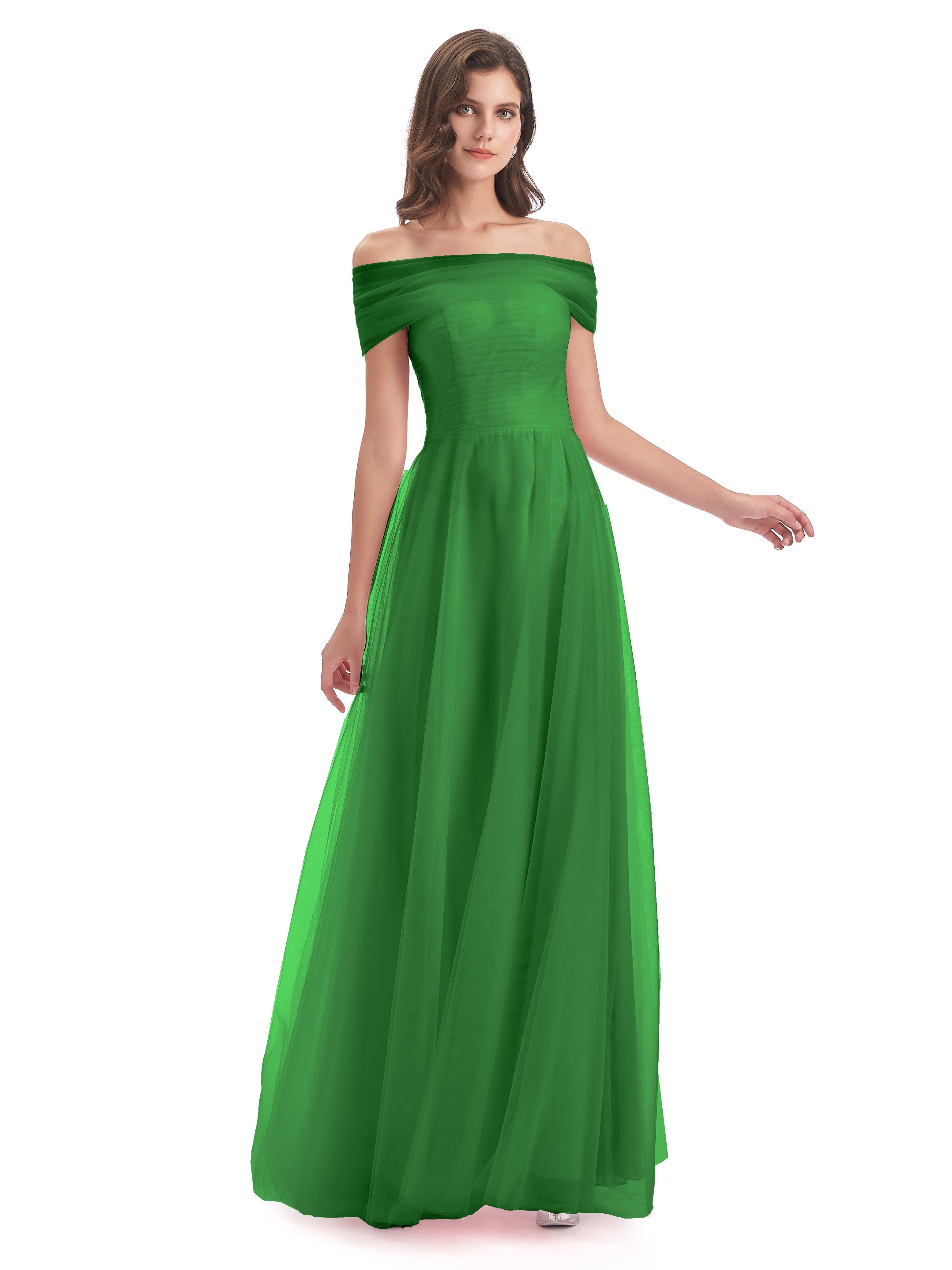 Sylvie Off The Shoulder Open Back Tulle Long Bridesmaid Dresses