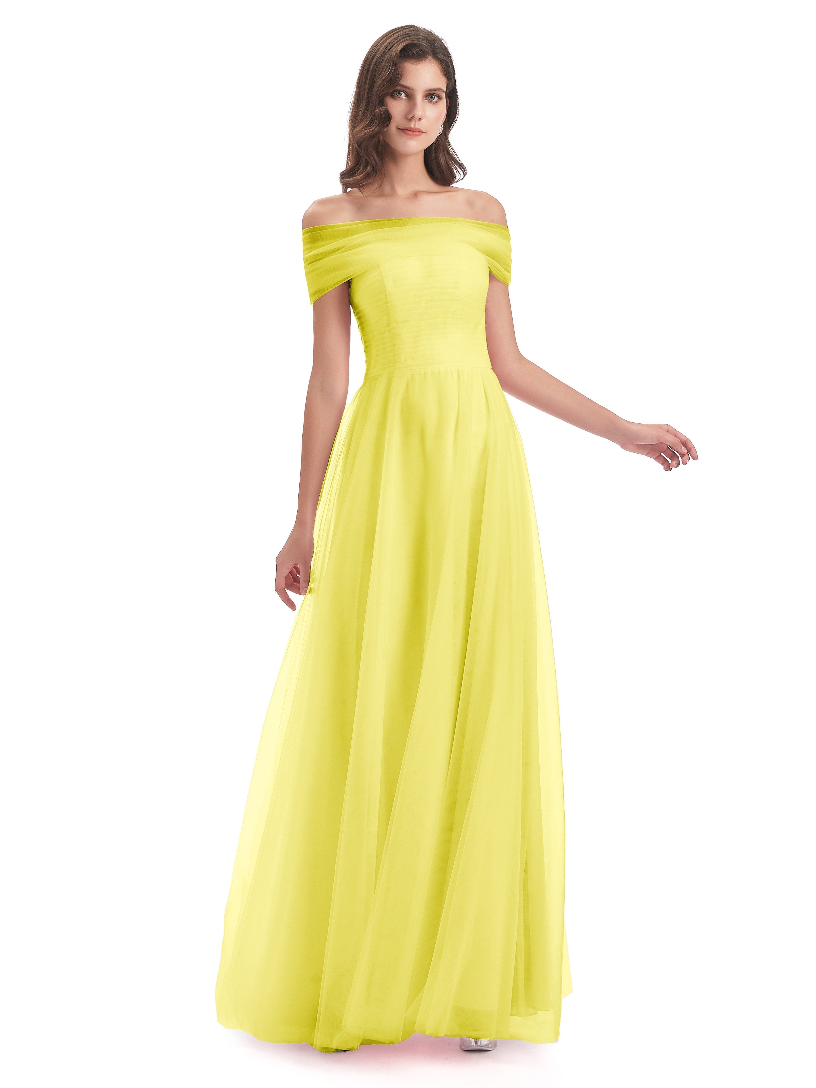 Sylvie Off The Shoulder Open Back Tulle Long Bridesmaid Dresses