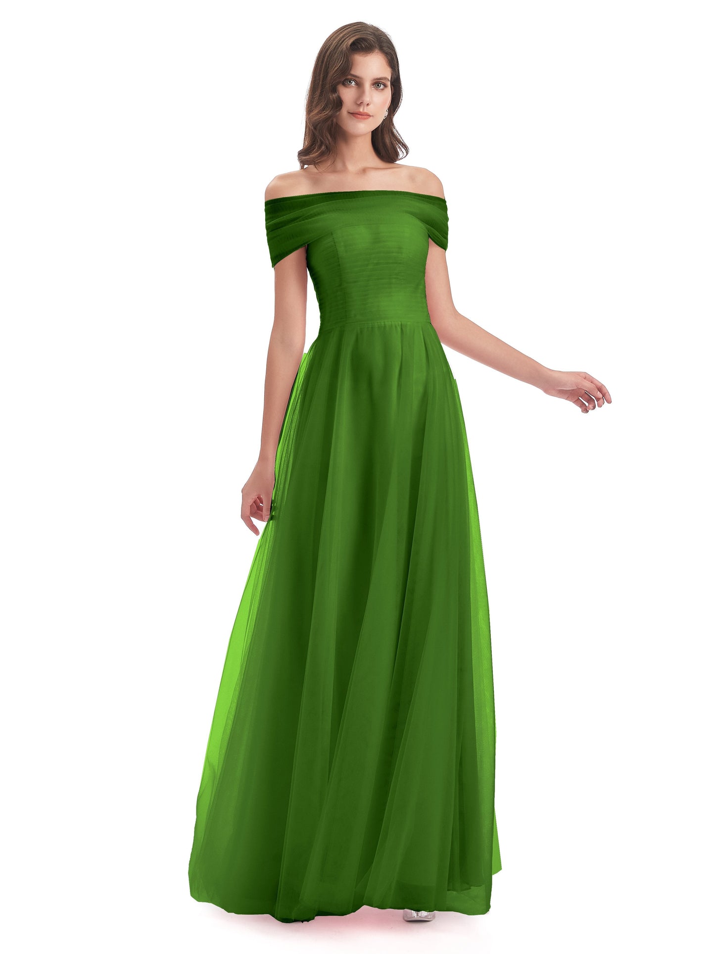 Sylvie Off The Shoulder Open Back Tulle Long Bridesmaid Dresses