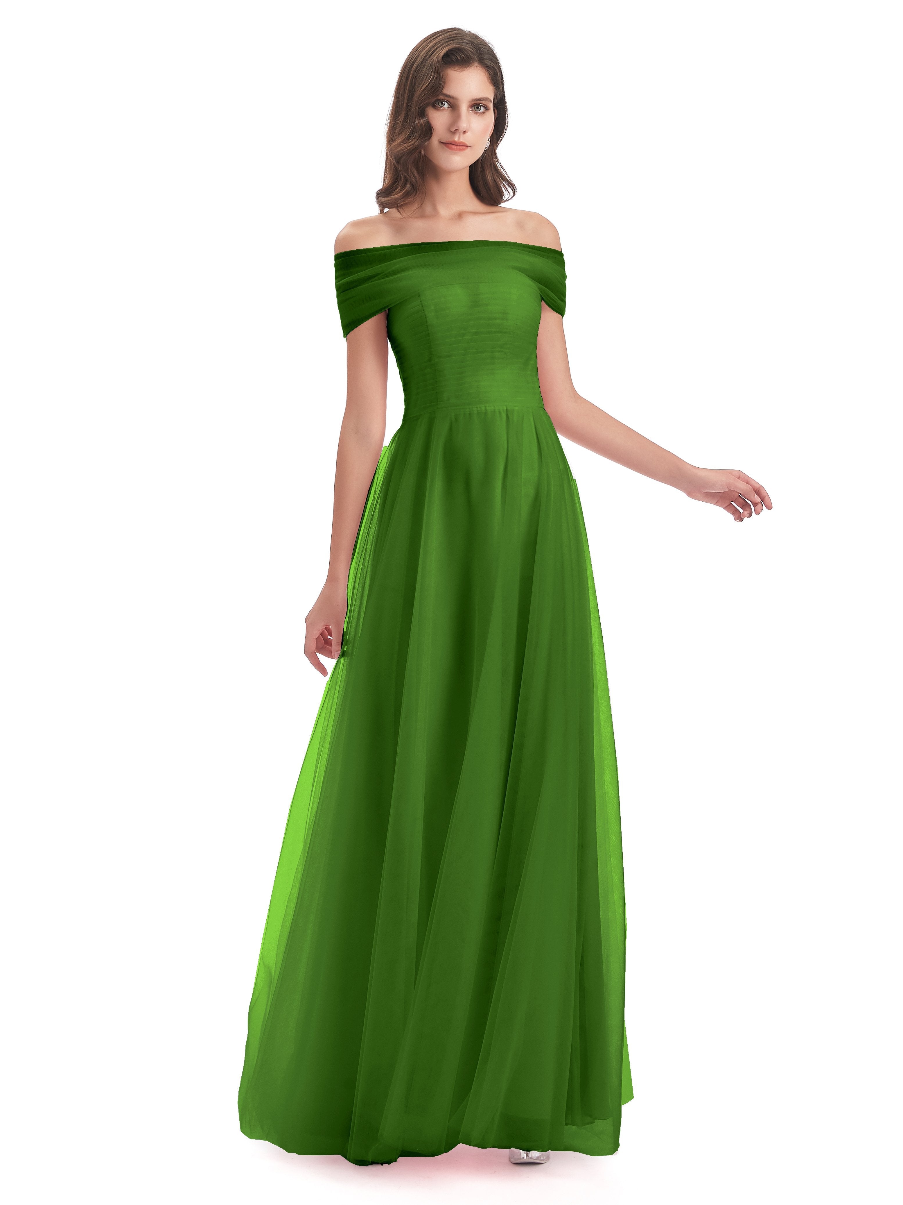 Sylvie Off The Shoulder Open Back Tulle Long Bridesmaid Dresses