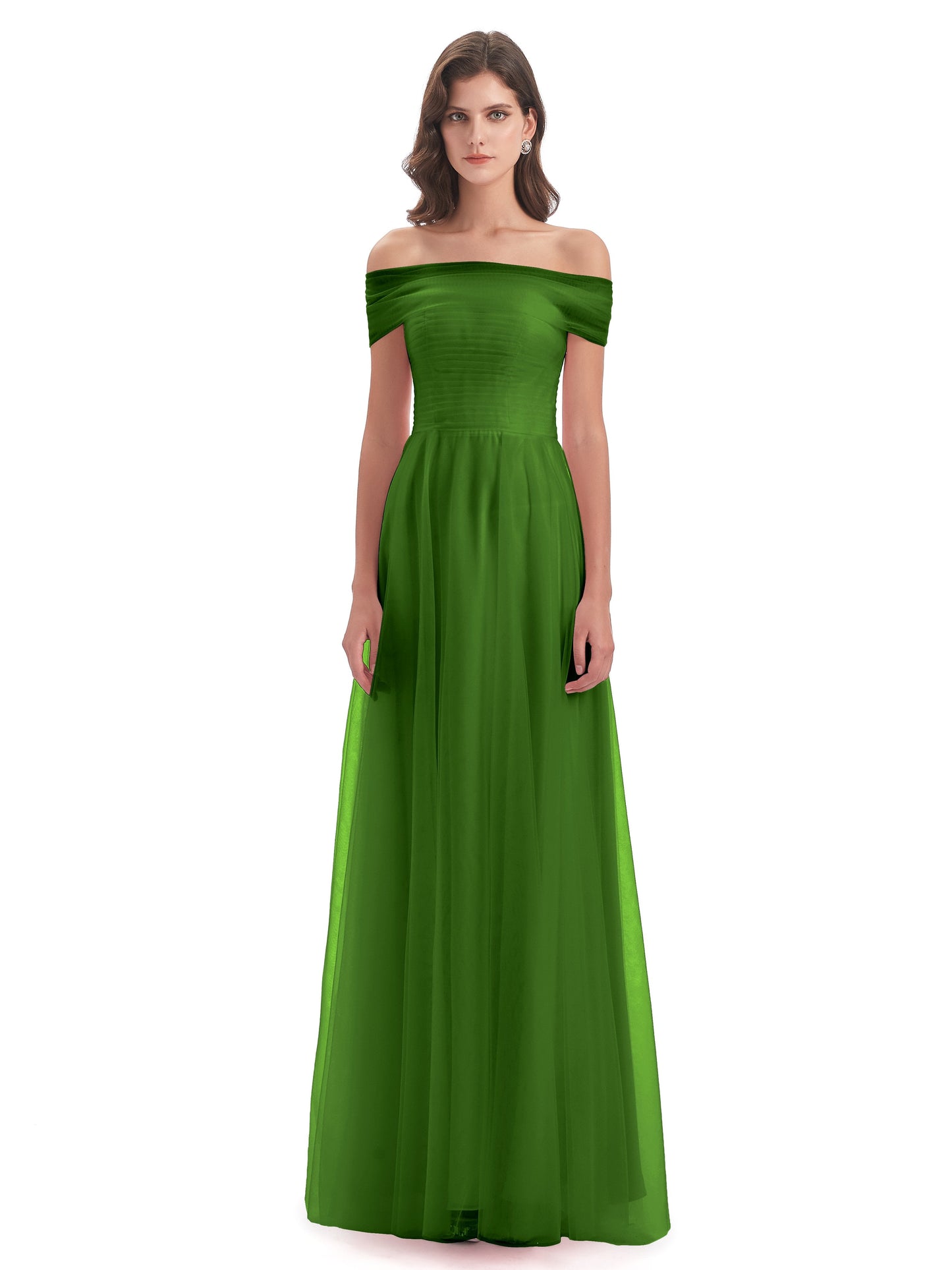 Sylvie Off The Shoulder Open Back Tulle Long Bridesmaid Dresses