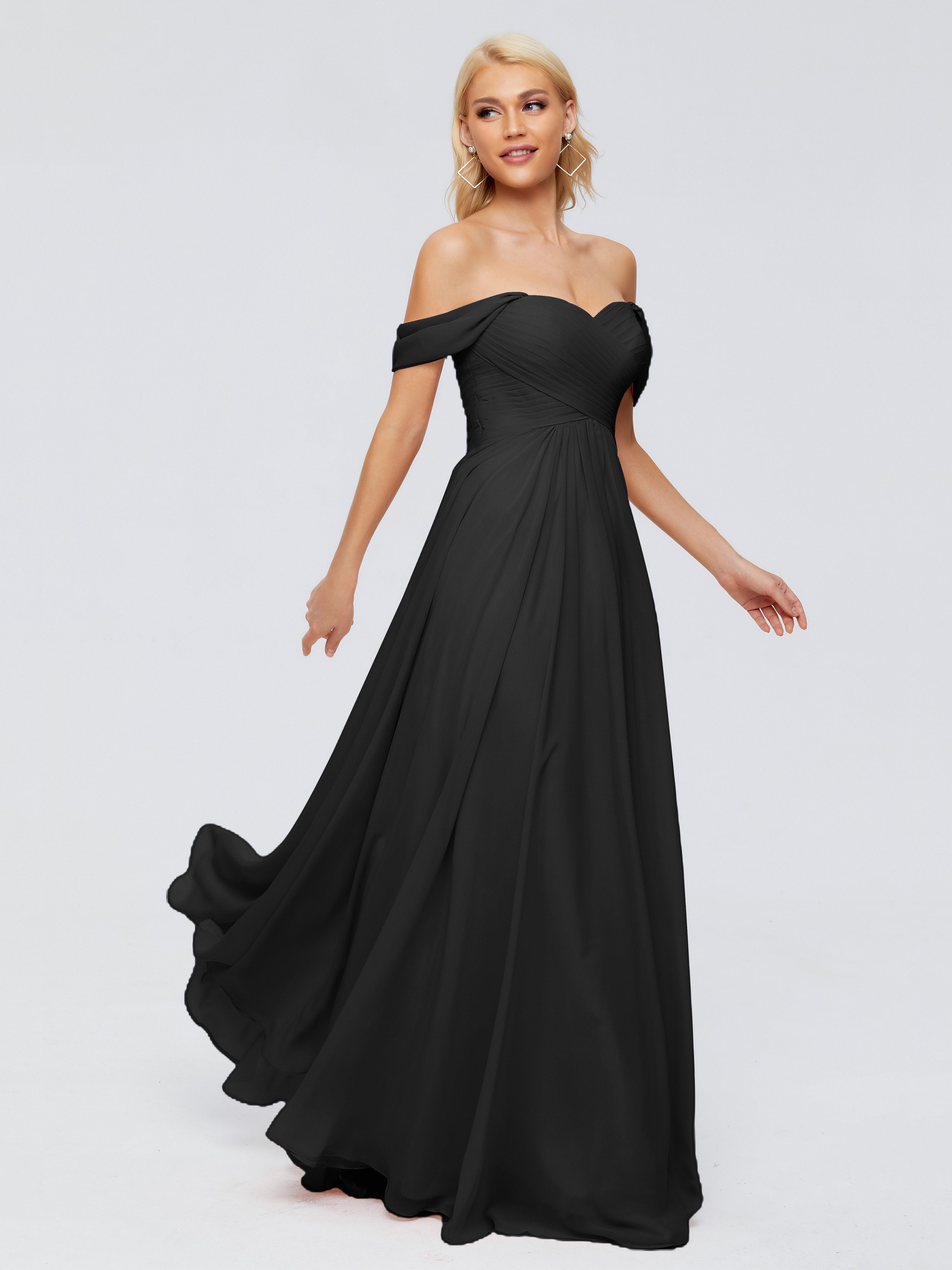 Trinity Off-The-Shoulder Chiffon Bridesmaid Dresses