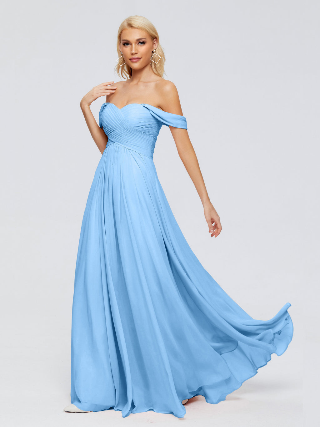 Trinity Off-The-Shoulder Chiffon Bridesmaid Dresses