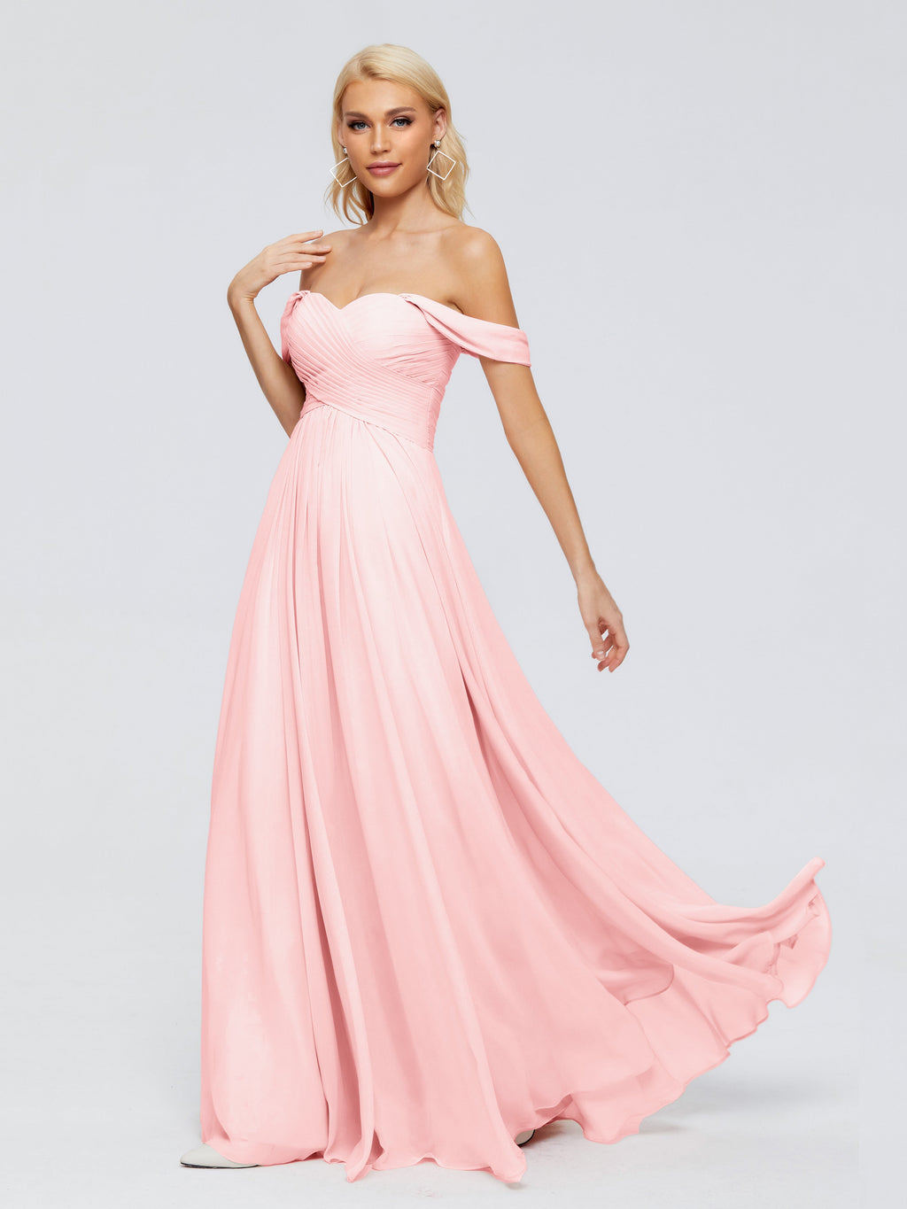 Trinity Off-The-Shoulder Chiffon Bridesmaid Dresses