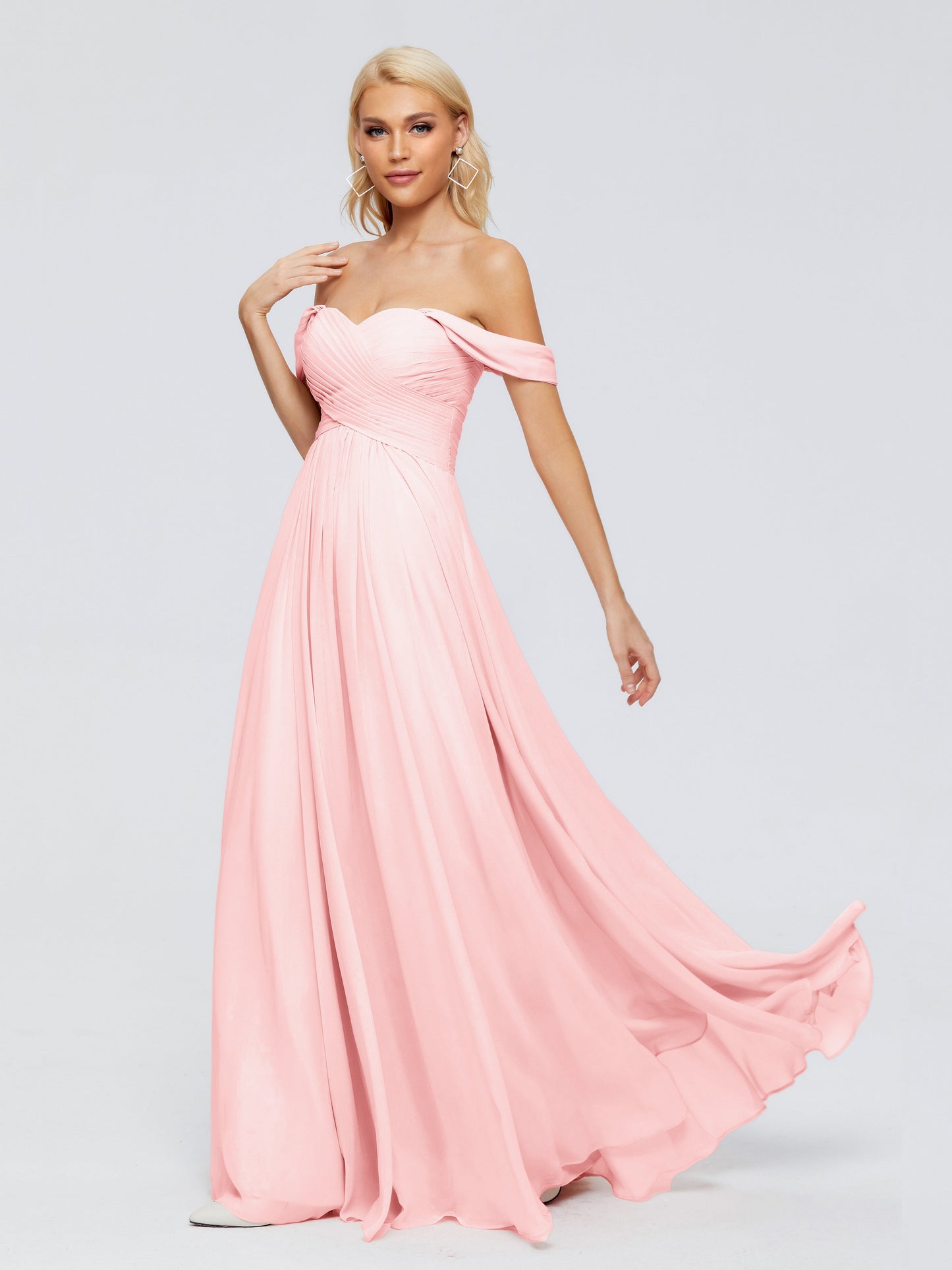 Trinity Off-The-Shoulder Chiffon Bridesmaid Dresses