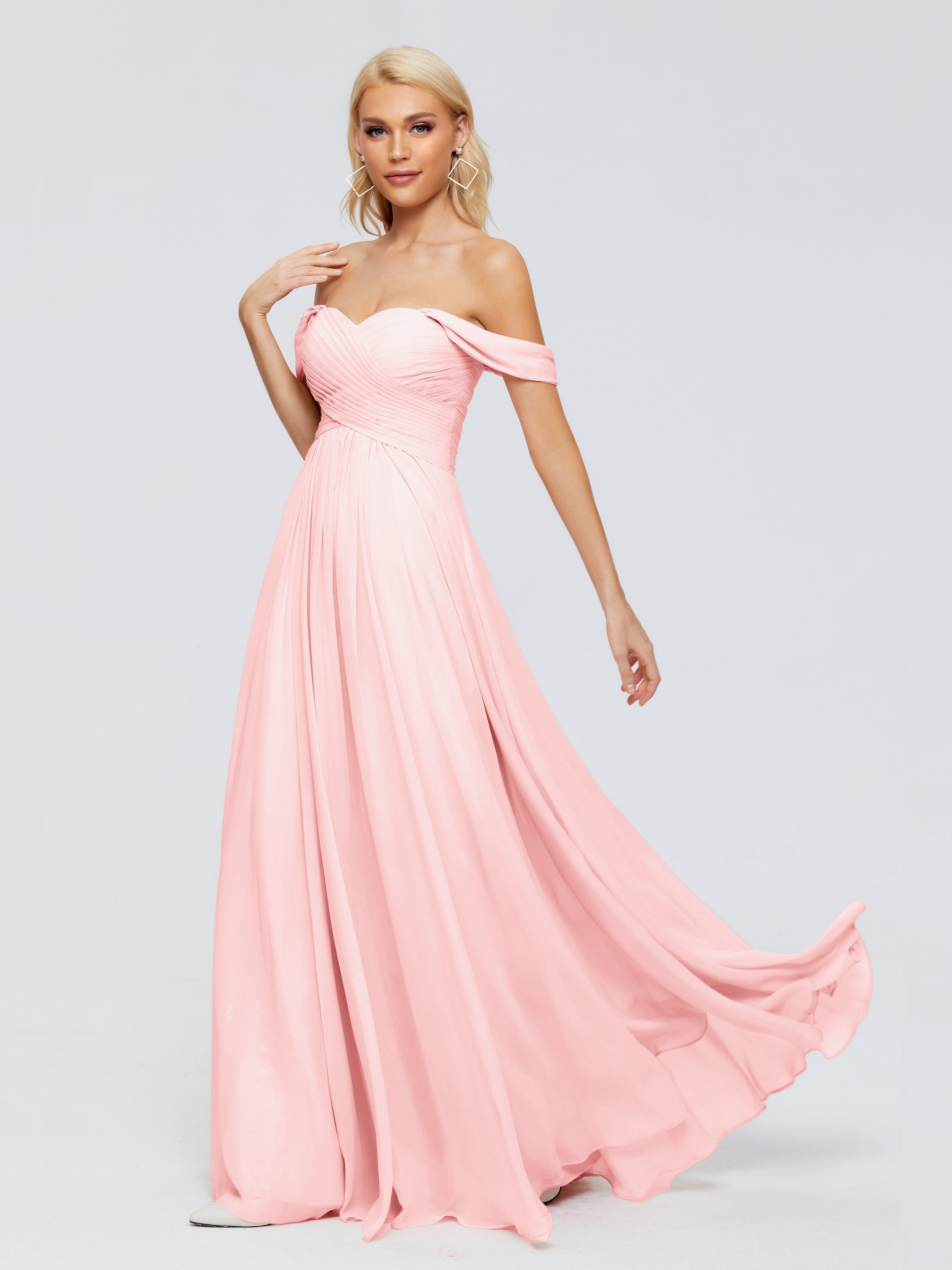 Trinity Off-The-Shoulder Chiffon Bridesmaid Dresses