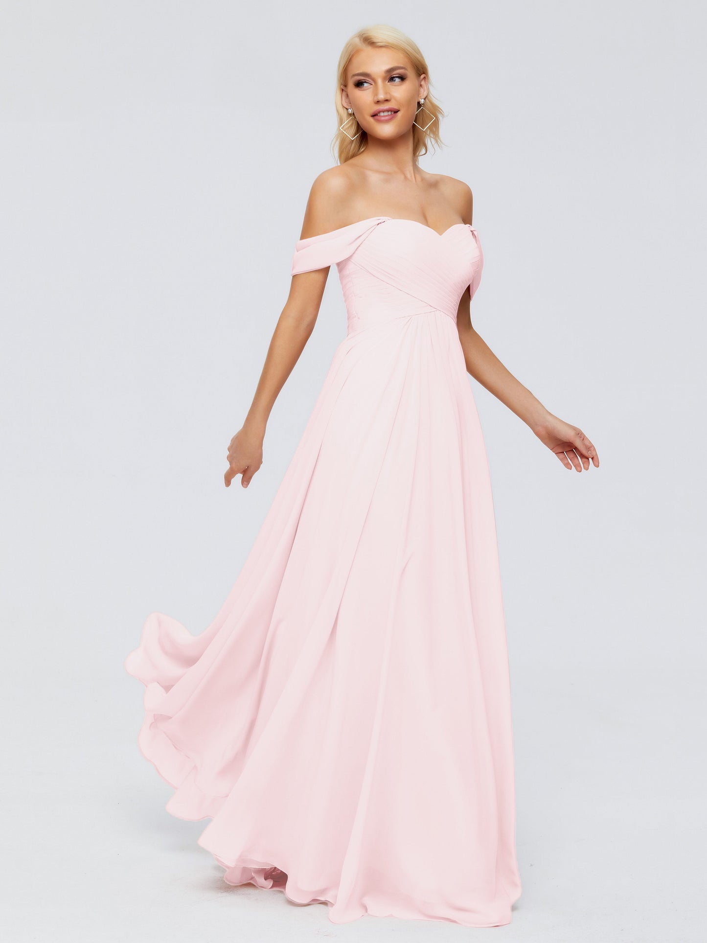 Trinity Off-The-Shoulder Chiffon Bridesmaid Dresses