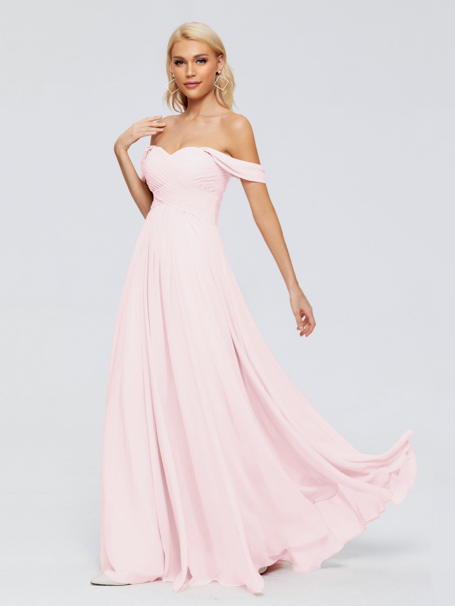 Trinity Off-The-Shoulder Chiffon Bridesmaid Dresses