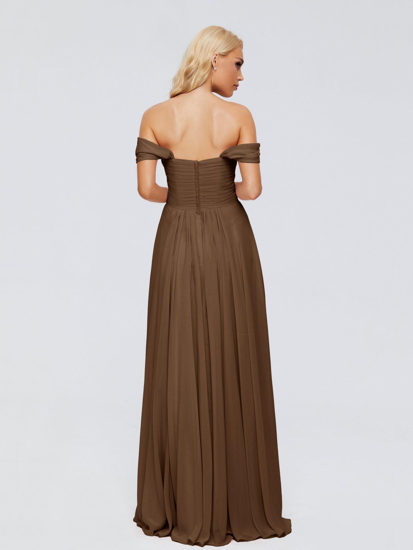 Trinity Off-The-Shoulder Chiffon Bridesmaid Dresses