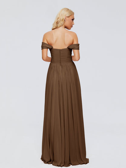 Trinity Off-The-Shoulder Chiffon Bridesmaid Dresses