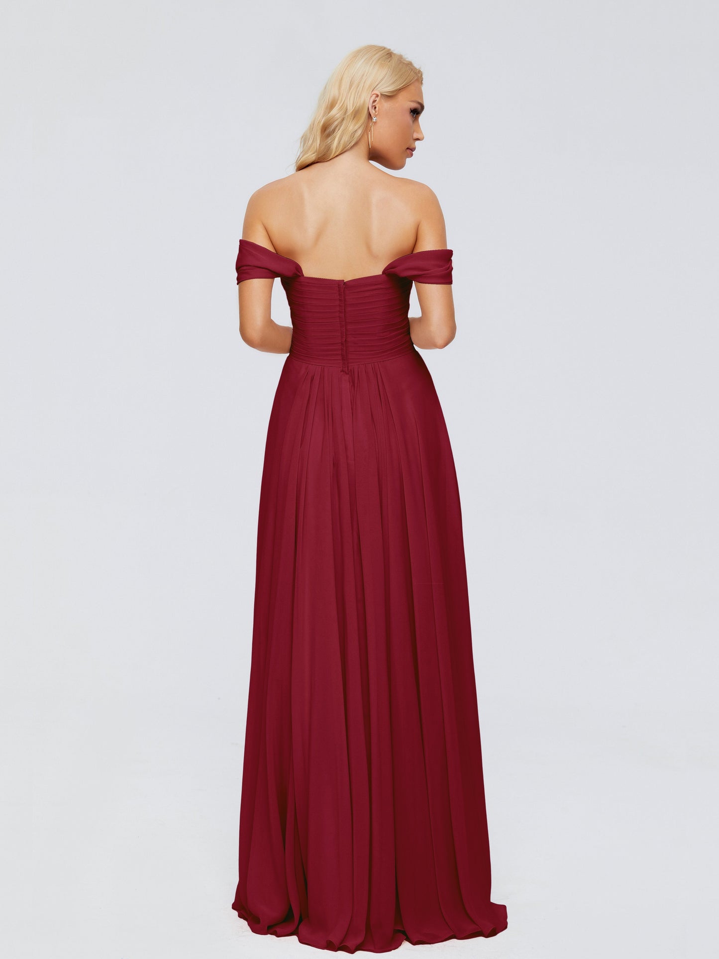 Trinity Off-The-Shoulder Chiffon Bridesmaid Dresses