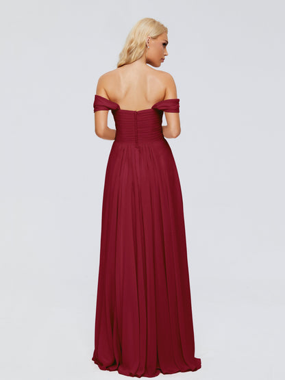 Trinity Off-The-Shoulder Chiffon Bridesmaid Dresses