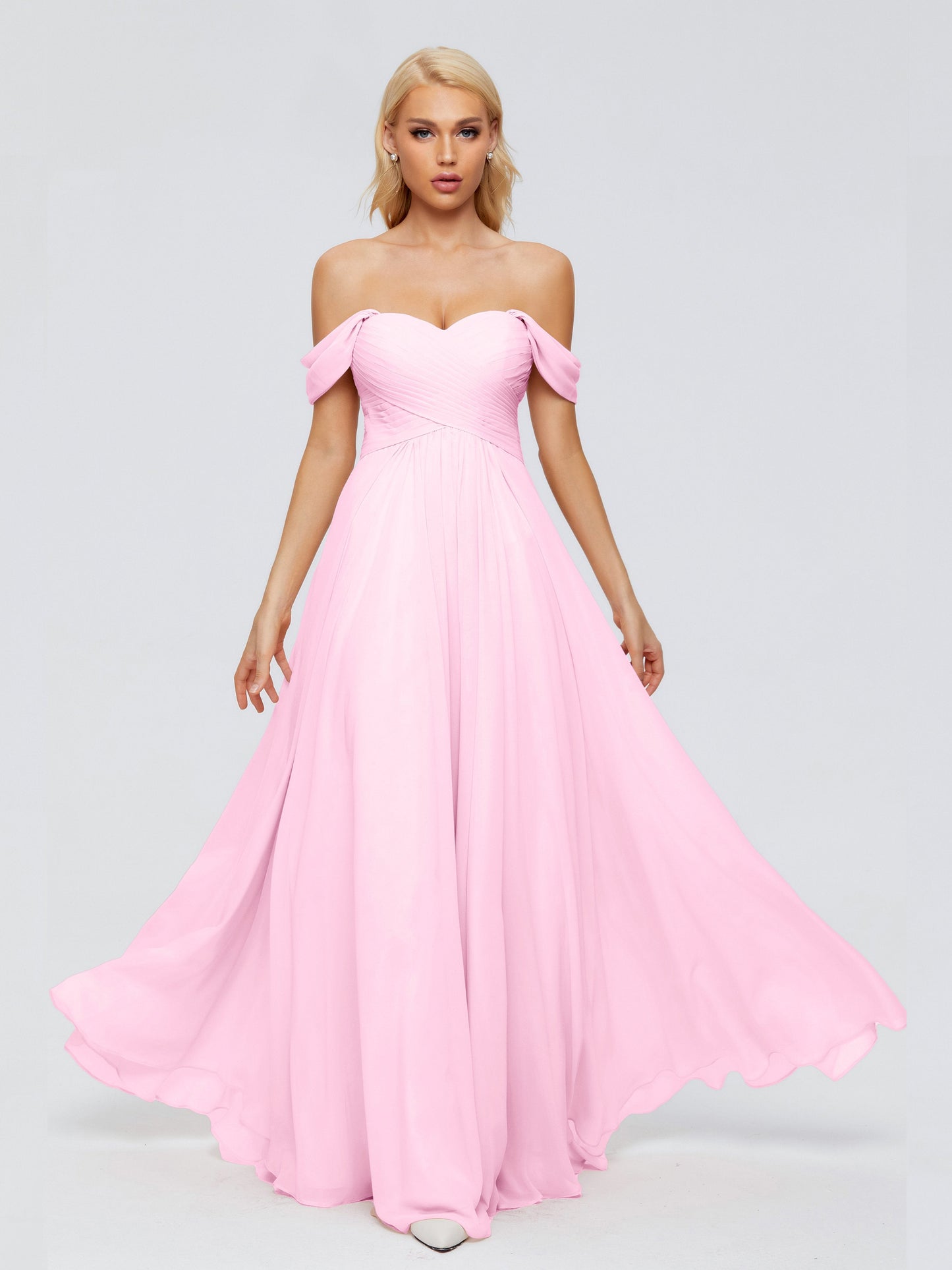 Trinity Off-The-Shoulder Chiffon Bridesmaid Dresses