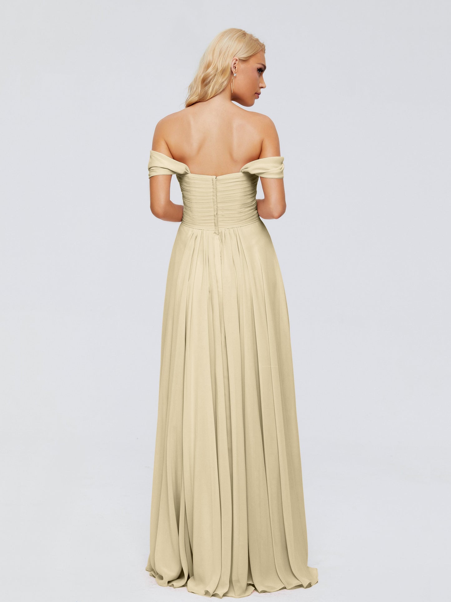Trinity Off-The-Shoulder Chiffon Bridesmaid Dresses