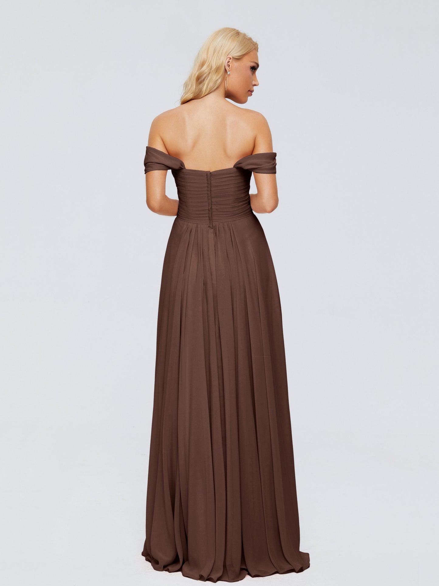 Trinity Off-The-Shoulder Chiffon Bridesmaid Dresses