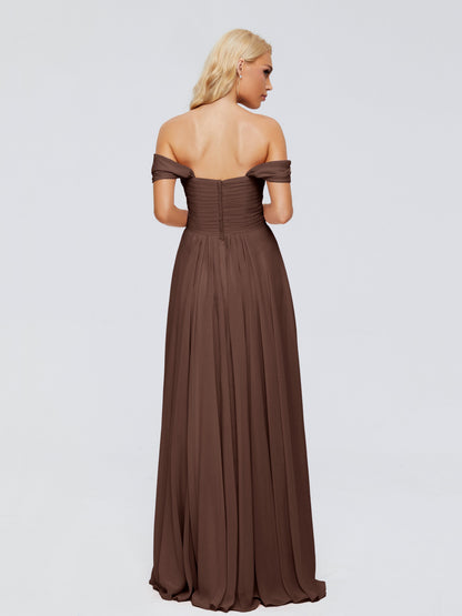 Trinity Off-The-Shoulder Chiffon Bridesmaid Dresses