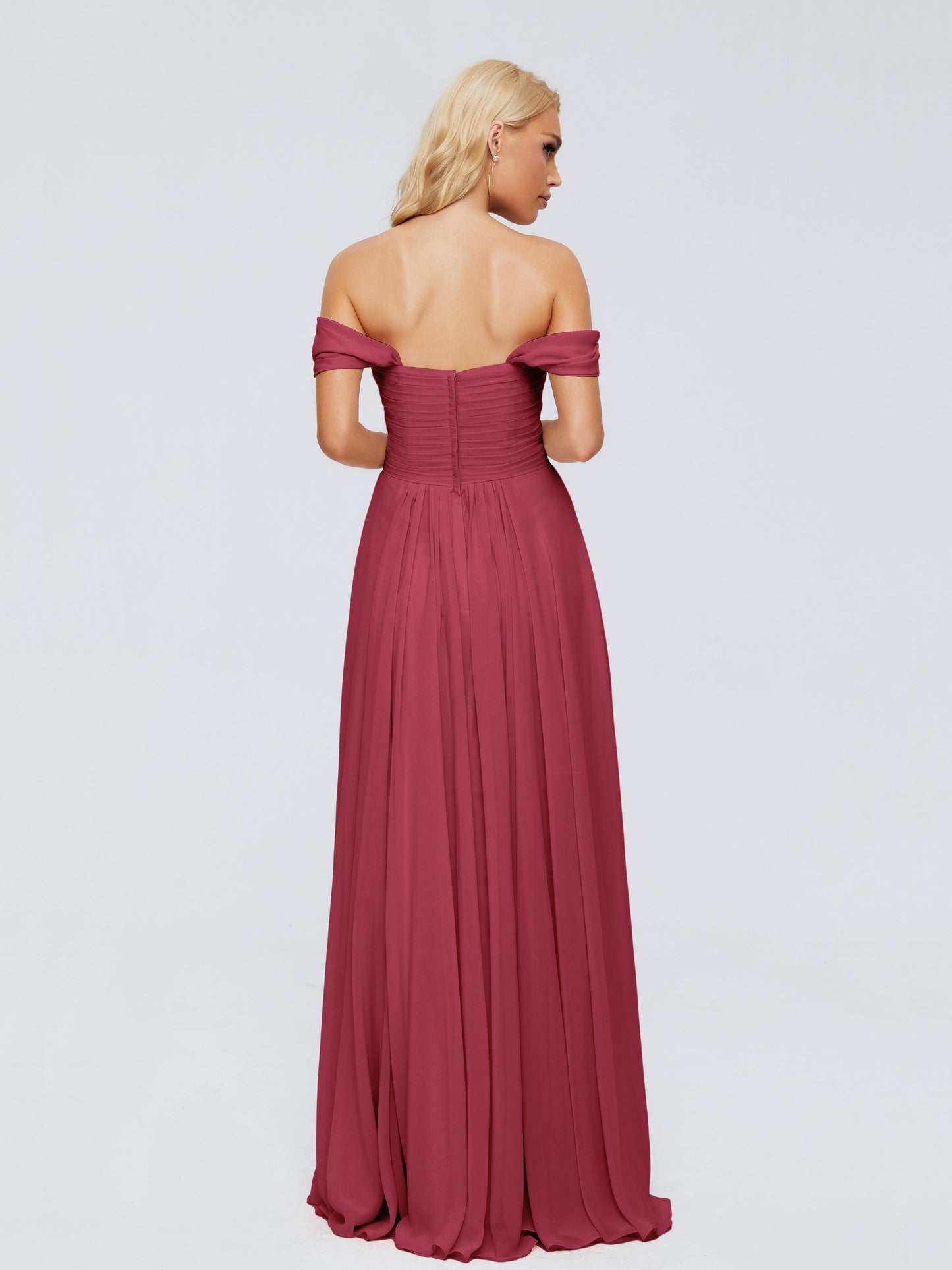 Trinity Off-The-Shoulder Chiffon Bridesmaid Dresses