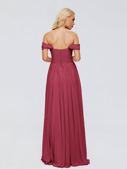 Trinity Off-The-Shoulder Chiffon Bridesmaid Dresses