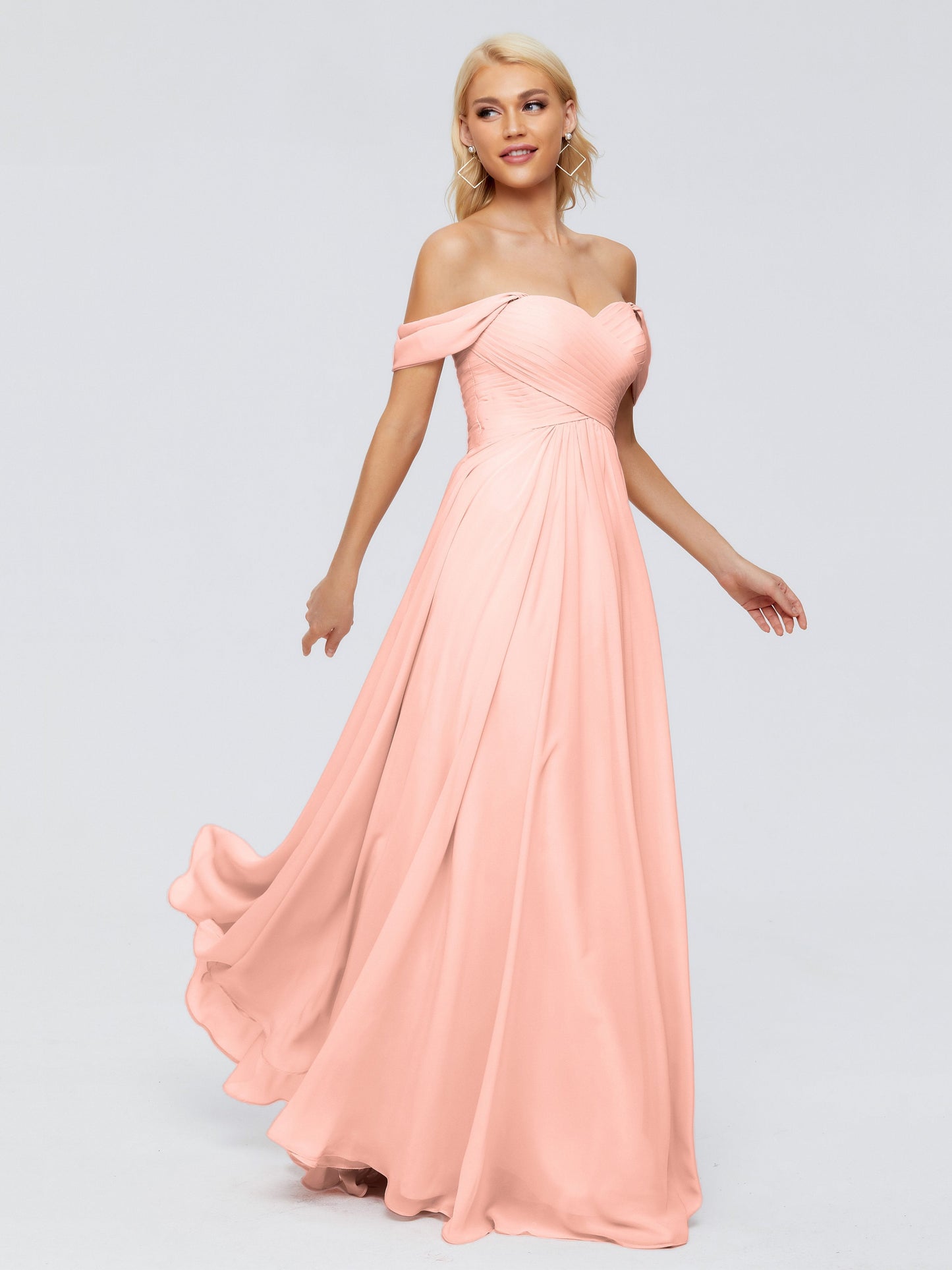 Trinity Off-The-Shoulder Chiffon Bridesmaid Dresses