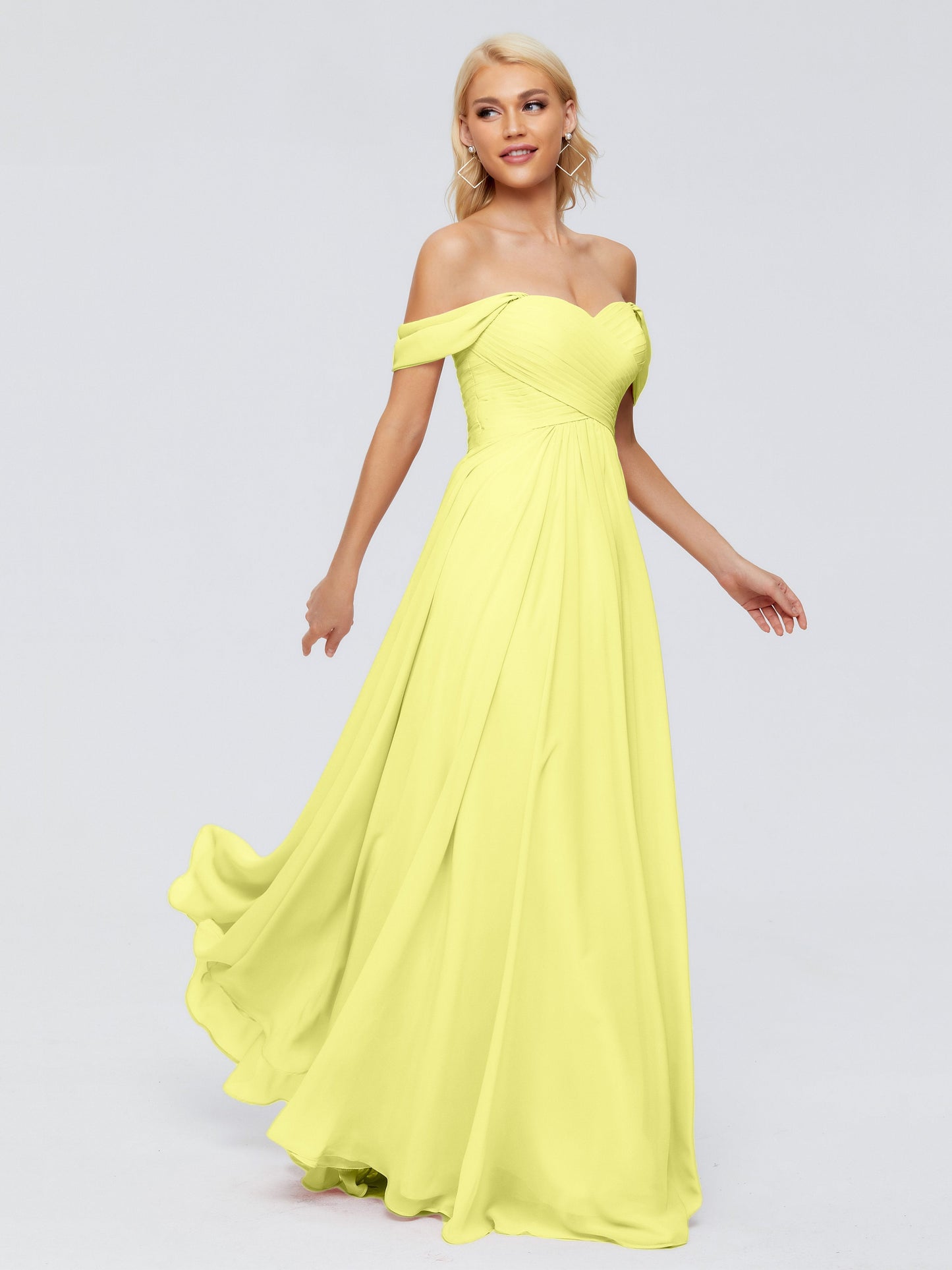Trinity Off-The-Shoulder Chiffon Bridesmaid Dresses