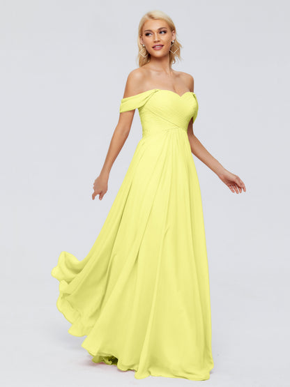 Trinity Off-The-Shoulder Chiffon Bridesmaid Dresses