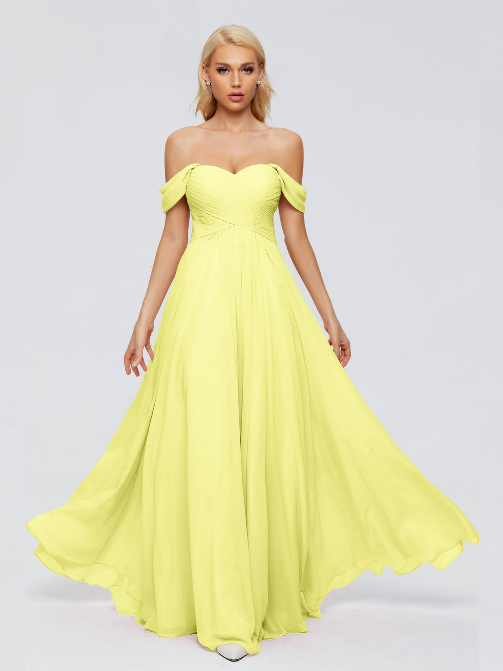 Trinity Off-The-Shoulder Chiffon Bridesmaid Dresses